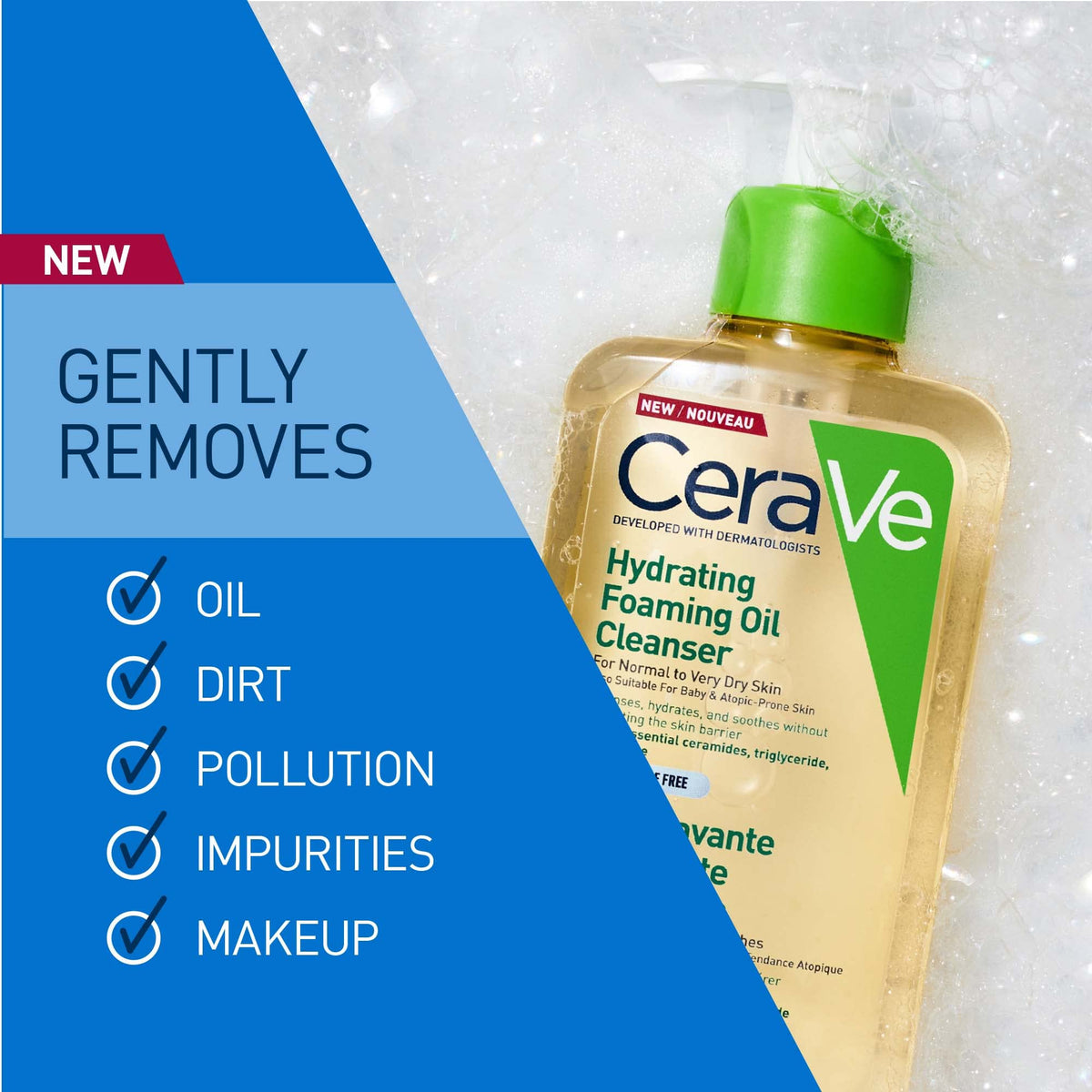 CeraVe Hydrating Foaming Oil Cleanser with Squalane - Cleanses & Hydrates | 473 ml
