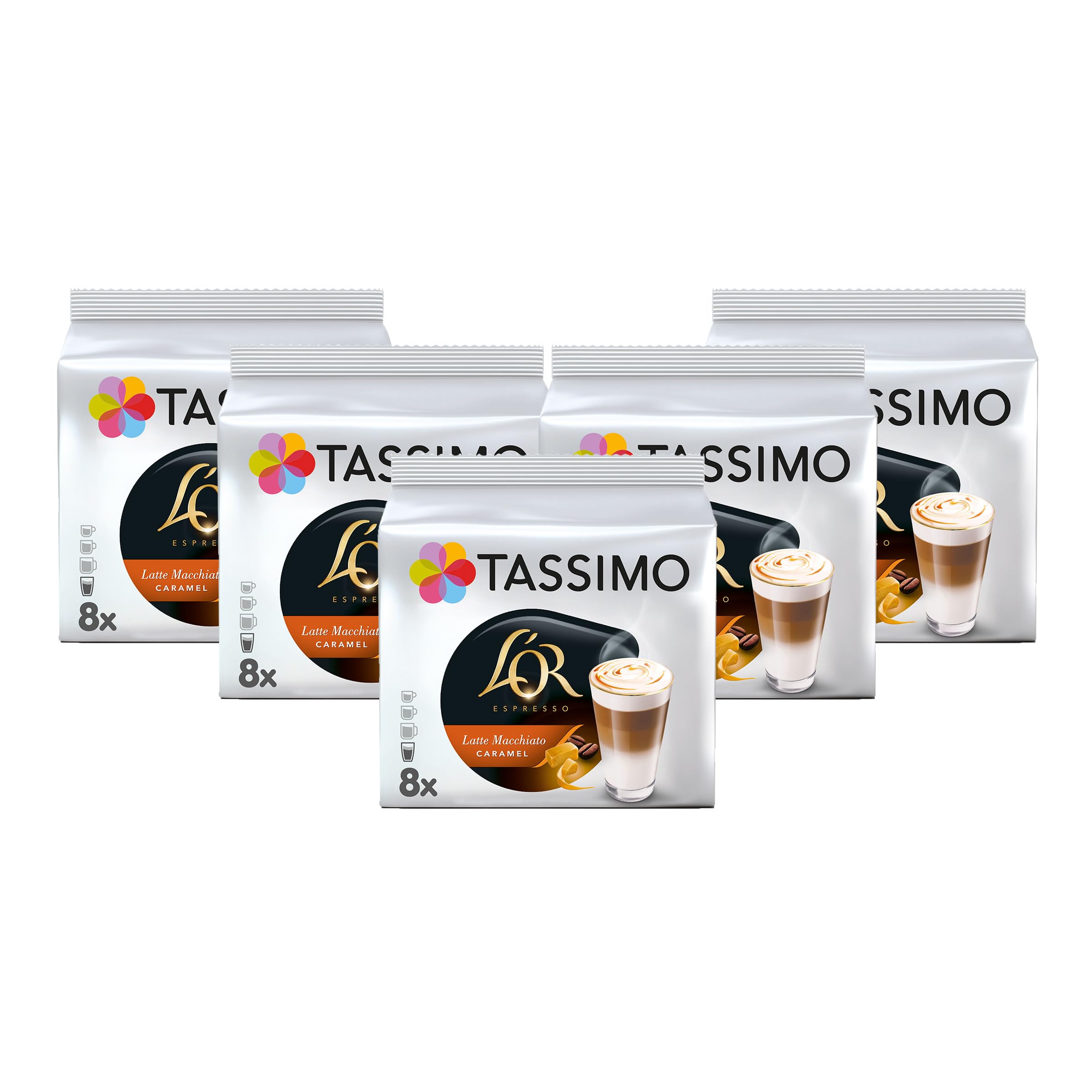 Tassimo L'OR Caramel Latte Macchiato Coffee Pods - 40 Servings (8 Count x 5 Pack)