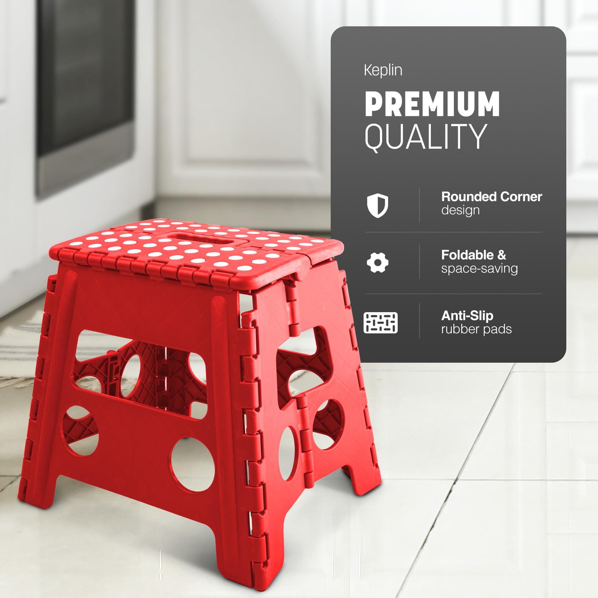 KEPLIN 13 Inch Heavy Duty Folding Step Stool | Non-Slip Foldable Footstool 3