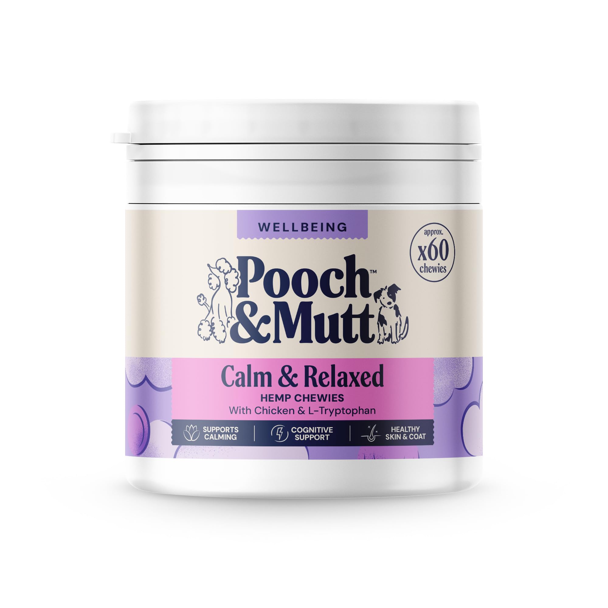 Pooch & Mutt Hemp Chewies Calming Treats for Dogs | Chicken Flavor | 80g Pack 1