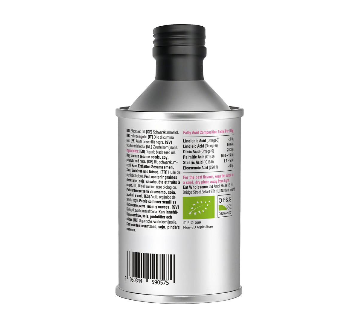 Eat Wholesome Organic Black Seed Oil - Cold Pressed Nigella Sativa, 250ml