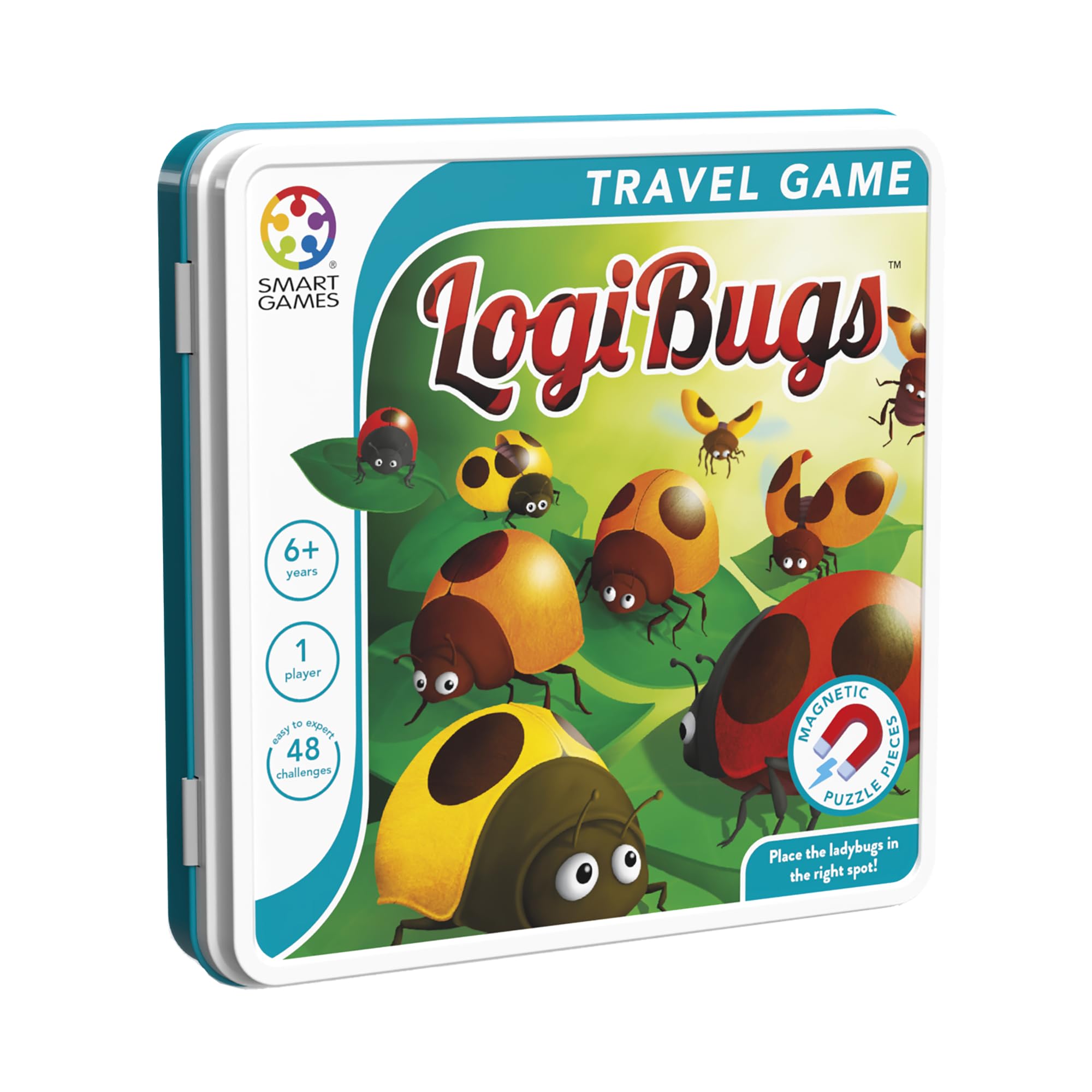 SmartGames Logibugs Magnetic Puzzle Game - 48 Challenges | Travel Tin | Ages 6+