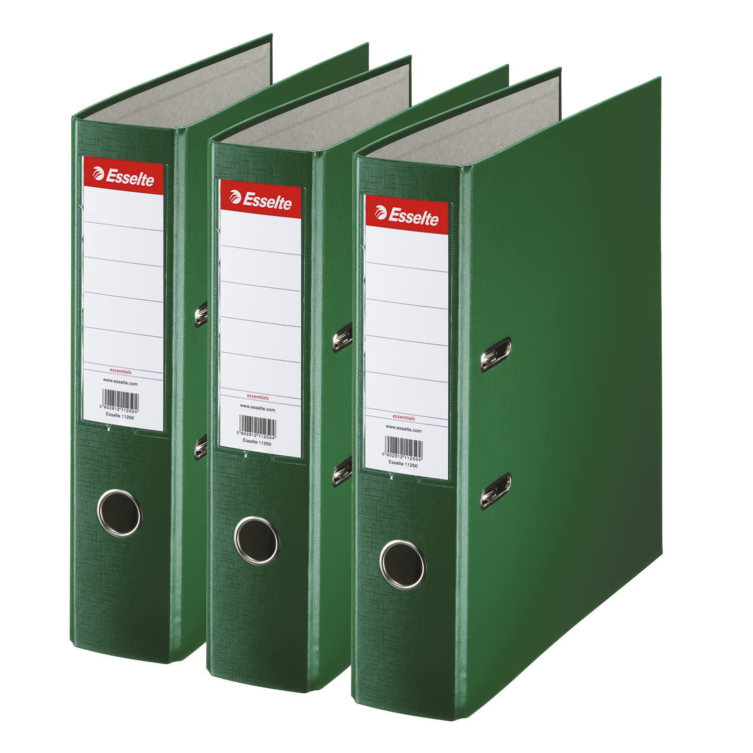 Esselte A4 Lever Arch Files - Green, 3 Pack, 75mm Spine, 550 Sheet Capacity (624293)