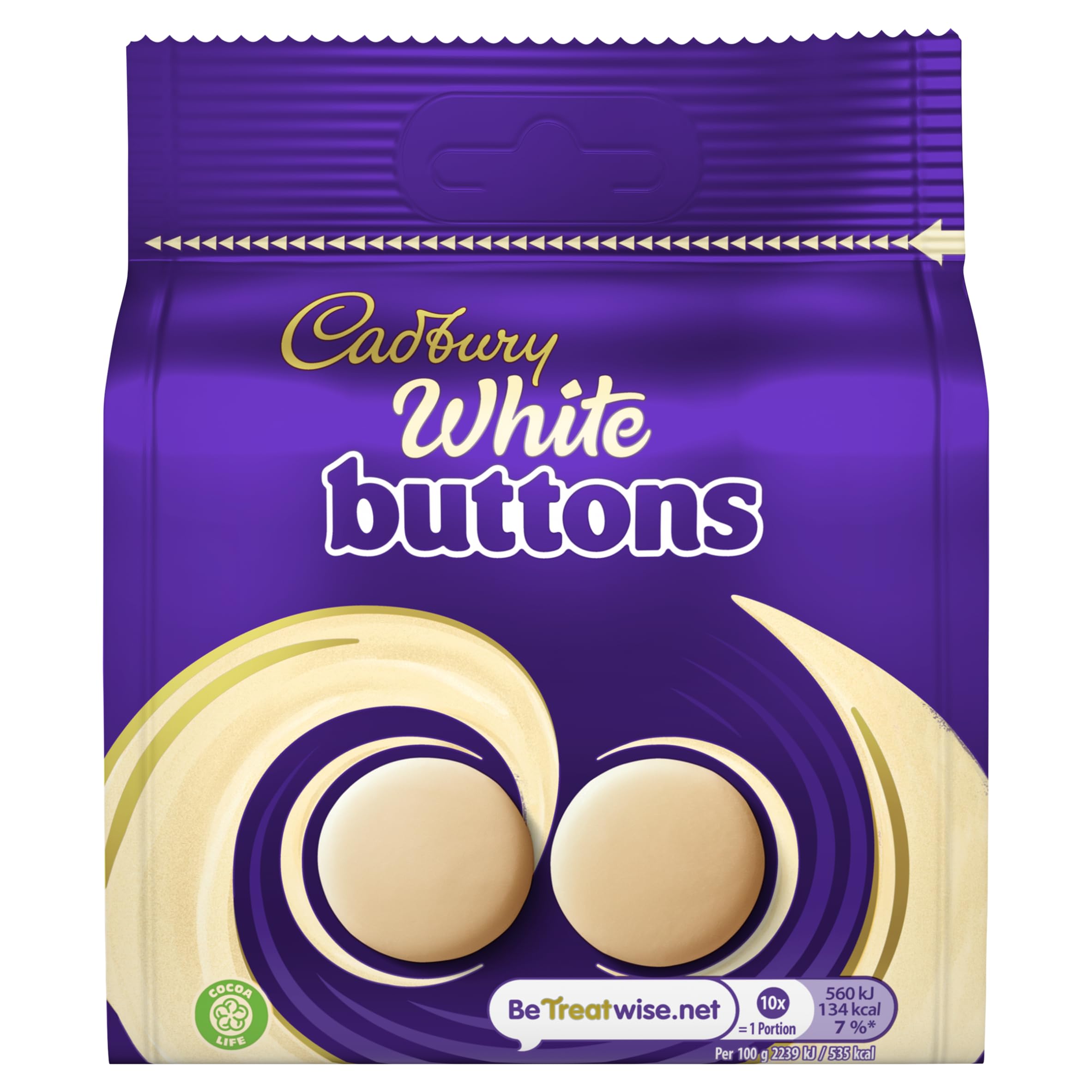 Cadbury White Buttons Chocolate Bag, Creamy Melt-in-Mouth Treat, 85g 2