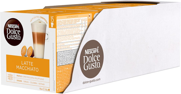 NESCAFÉ Dolce Gusto Latte Macchiato Coffee Pods (Pack of 3, 90 Capsules)
