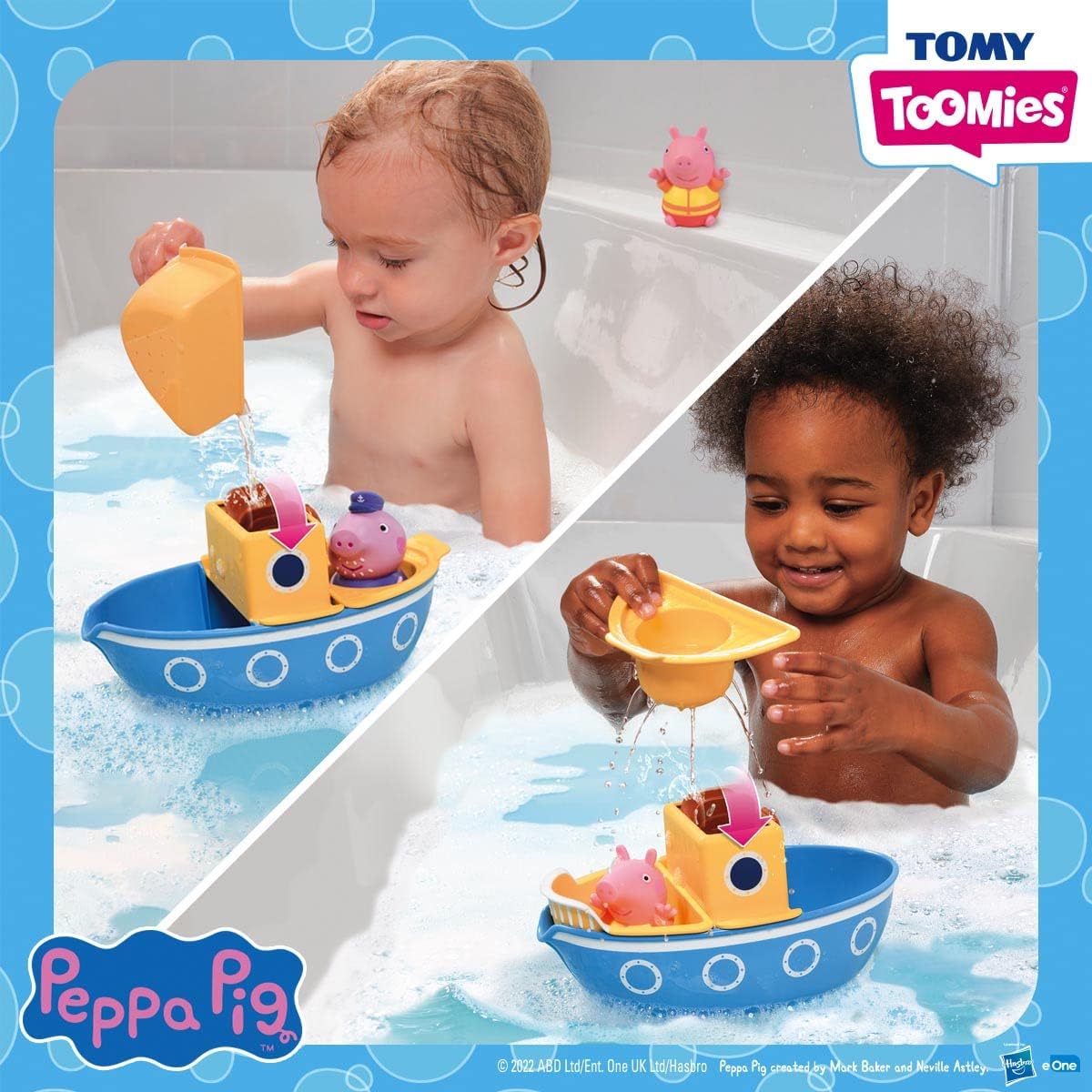 TOMY E73414 Toomies Grandpa Pig’s Splash & Pour Boat - 4 Pc Bath Time Playset 3