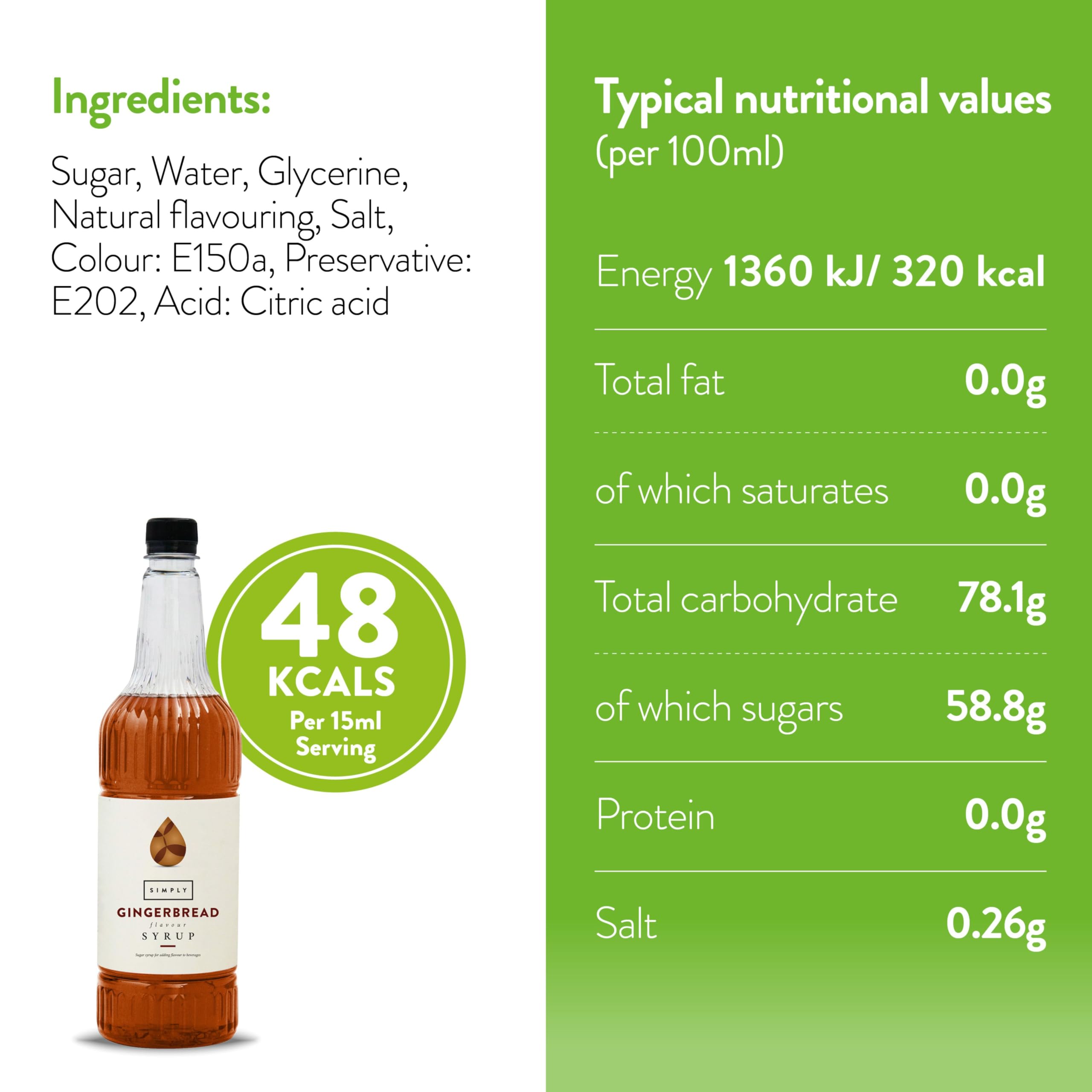 Simply Gingerbread Syrup - Warming Ginger & Cinnamon Flavor | 1 Litre Liquid 3