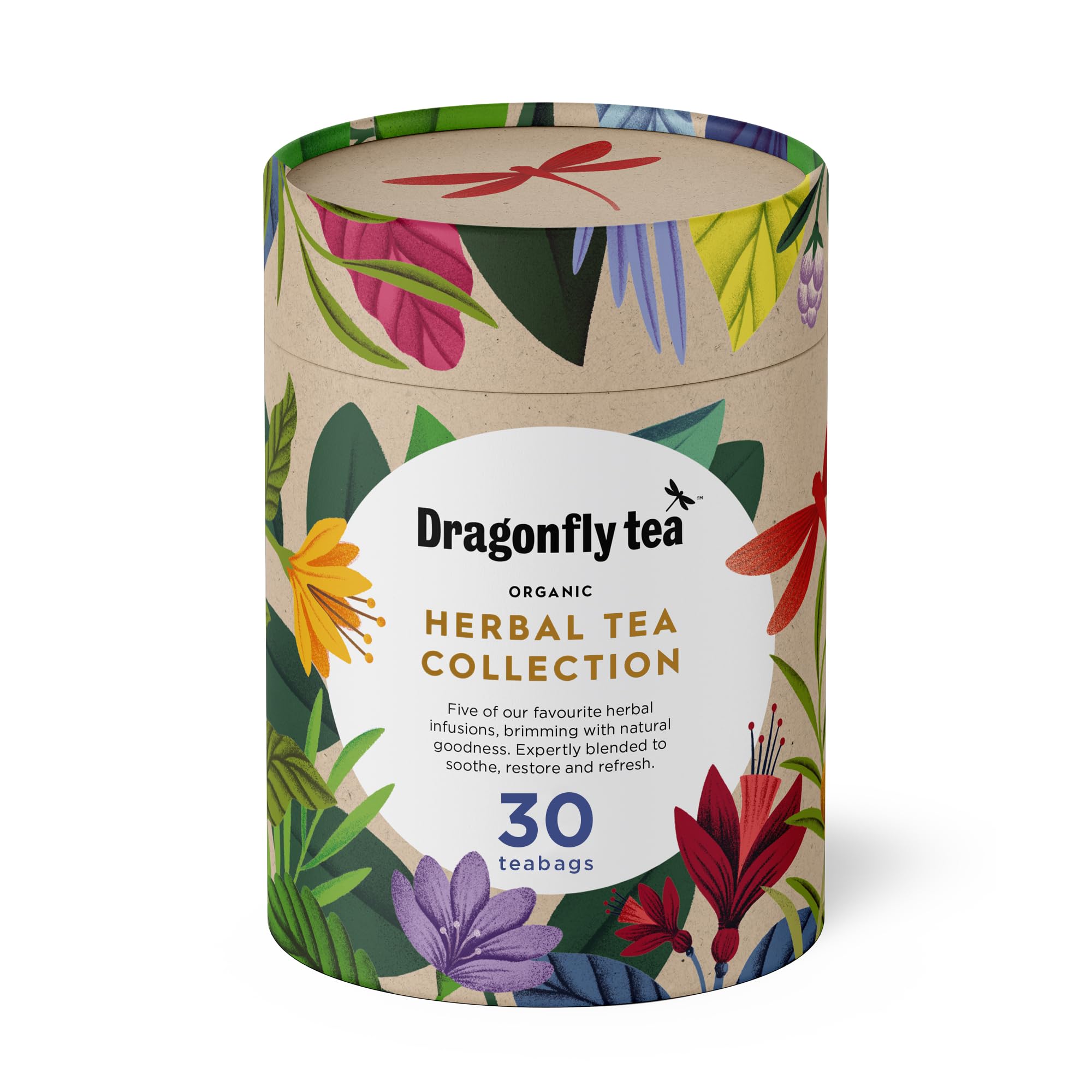 Dragonfly Tea Organic Herbal Tea Gift Collection - 30 Teabags | Relaxation, Stress Relief, Digestion Support