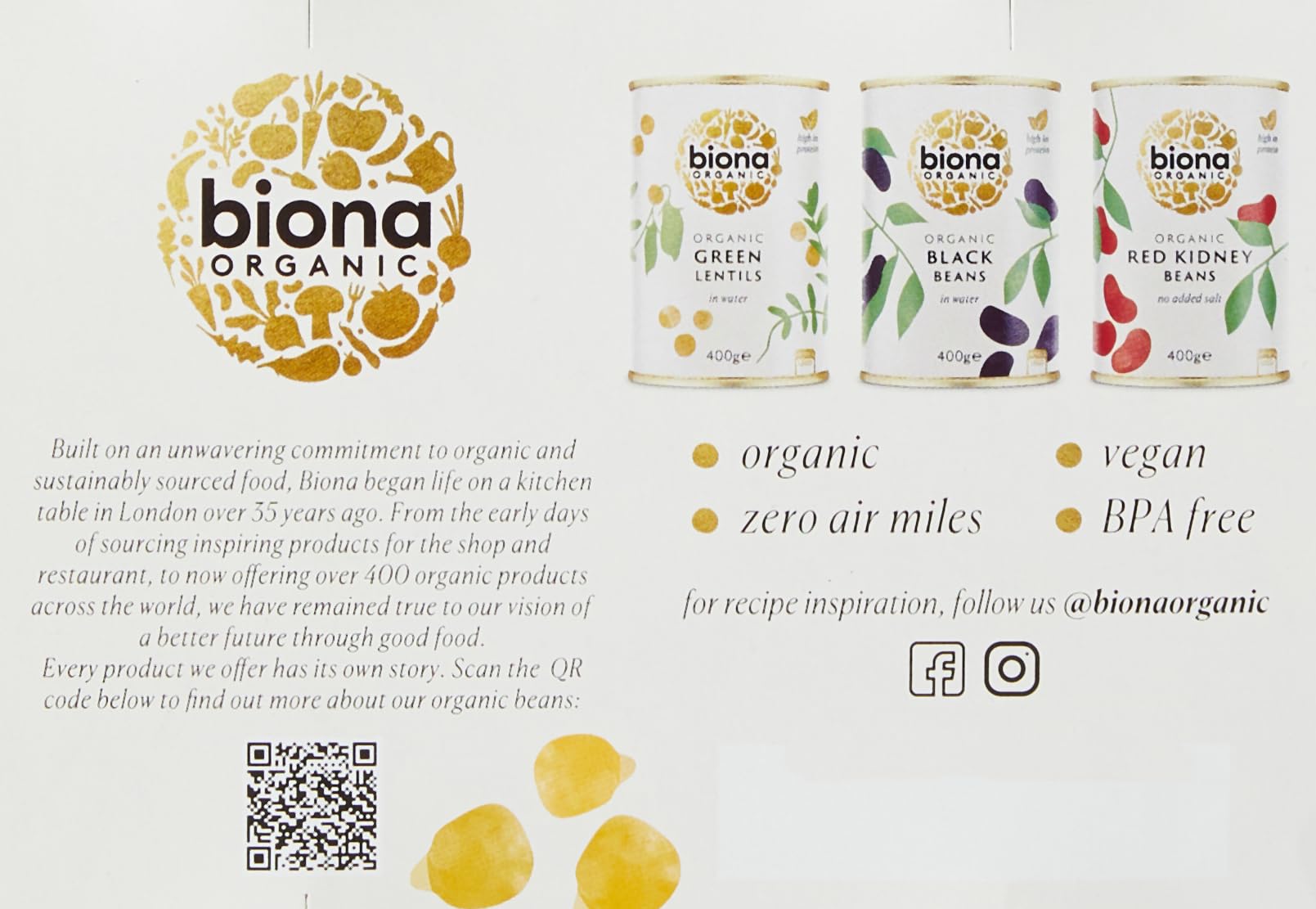 Biona Organic Chick Peas - 4 x 400 g Pack | Certified Organic | Source of Fibre & Protein
