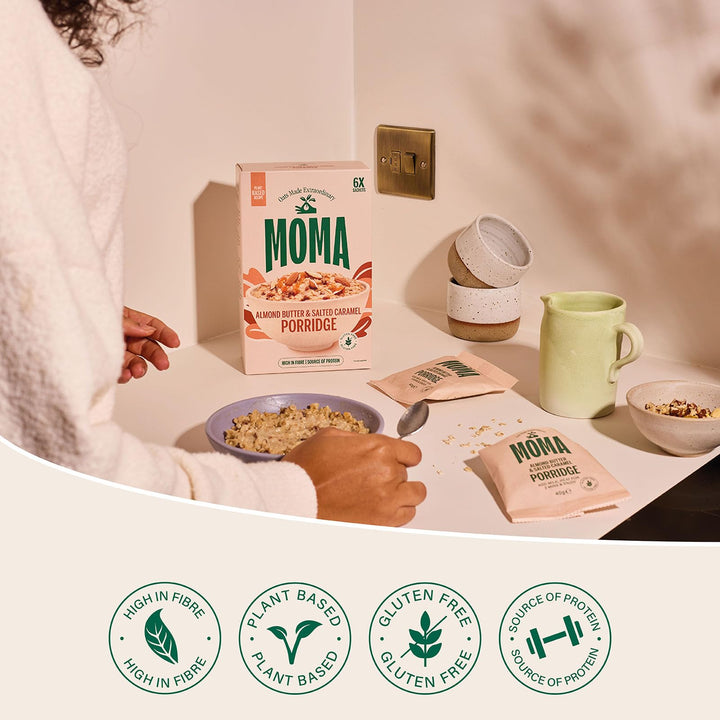 MOMA Almond Butter & Salted Caramel Porridge Sachets - 6 x 40g