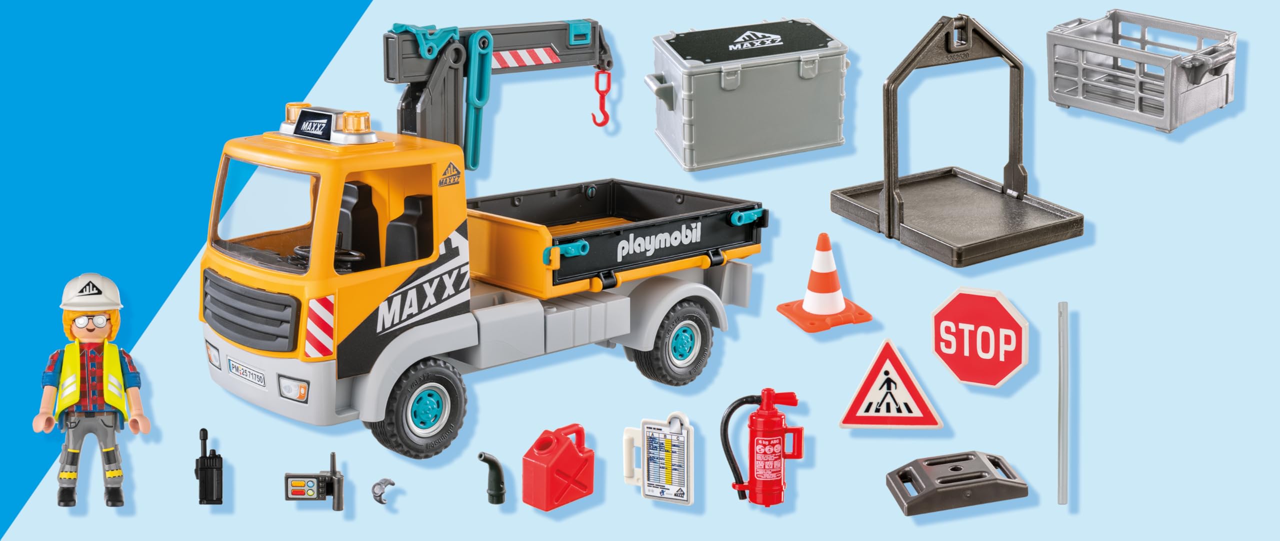 Playmobil Construction Lorry with Crane - Extendable Crane Vehicle Playset for Kids 2