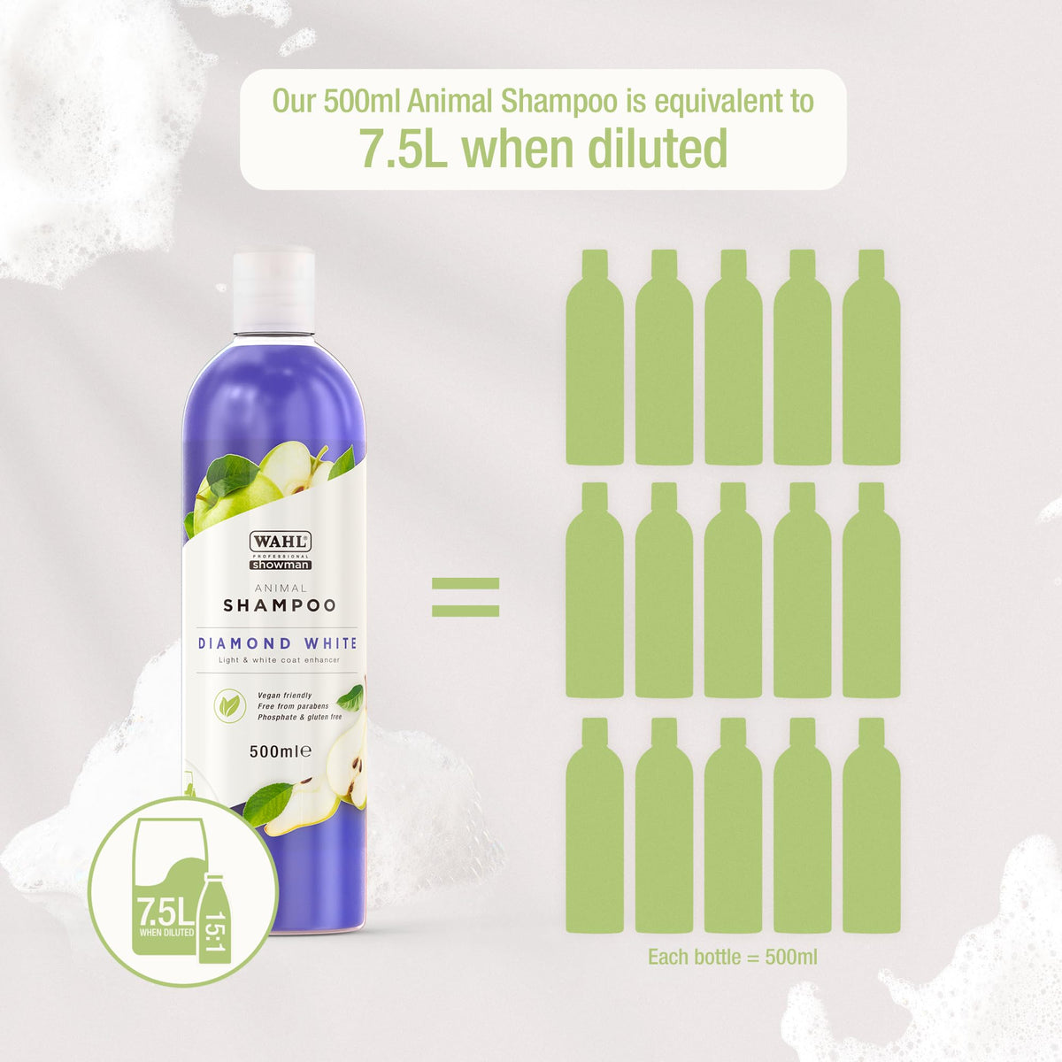 Wahl Diamond White Dog Shampoo - 15:1 Concentrate, 500ml