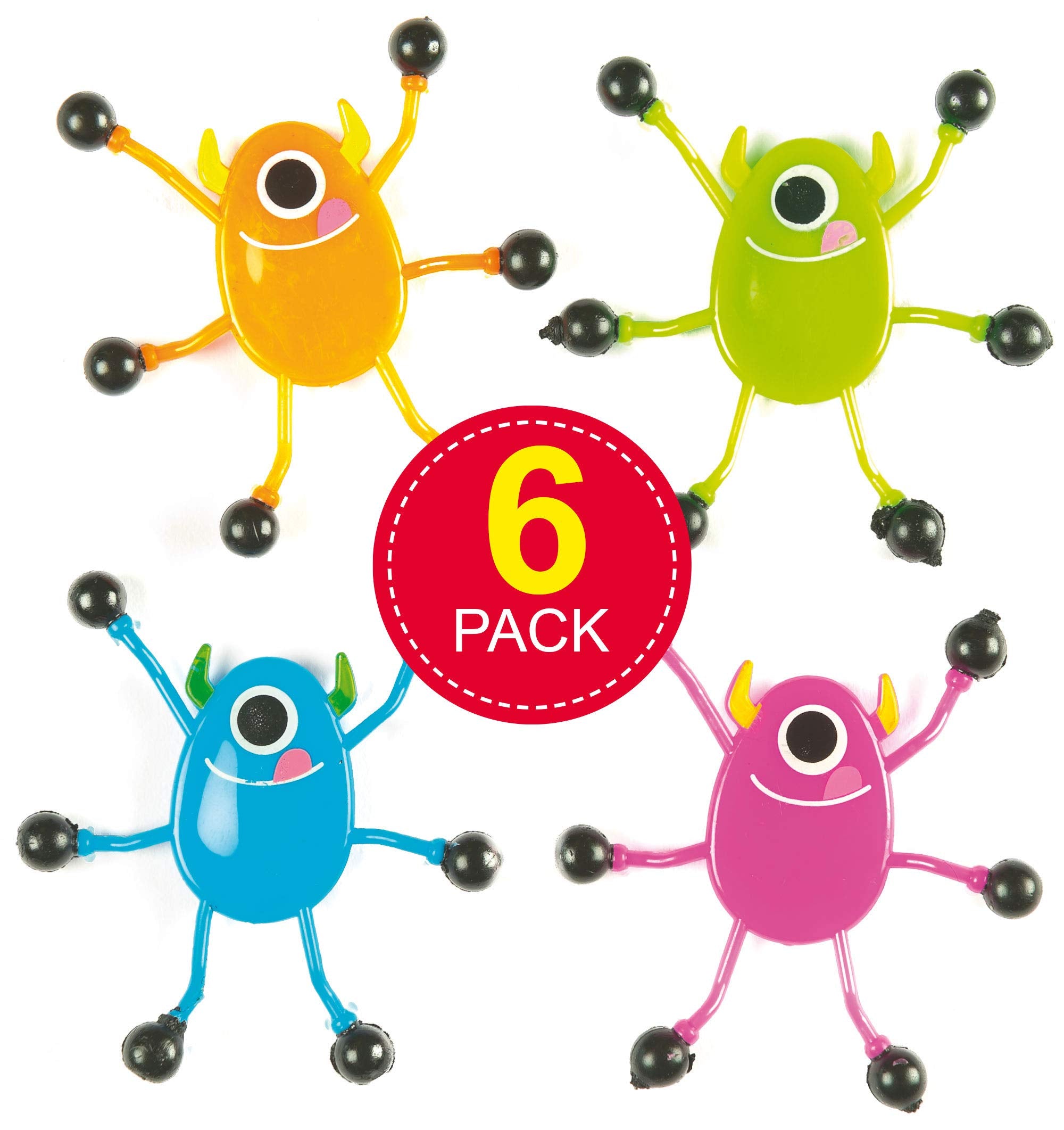 Baker Ross Monster Wall Crawlers - Sticky Feet Novelty Toy | Pack of 6 | Ages 3+