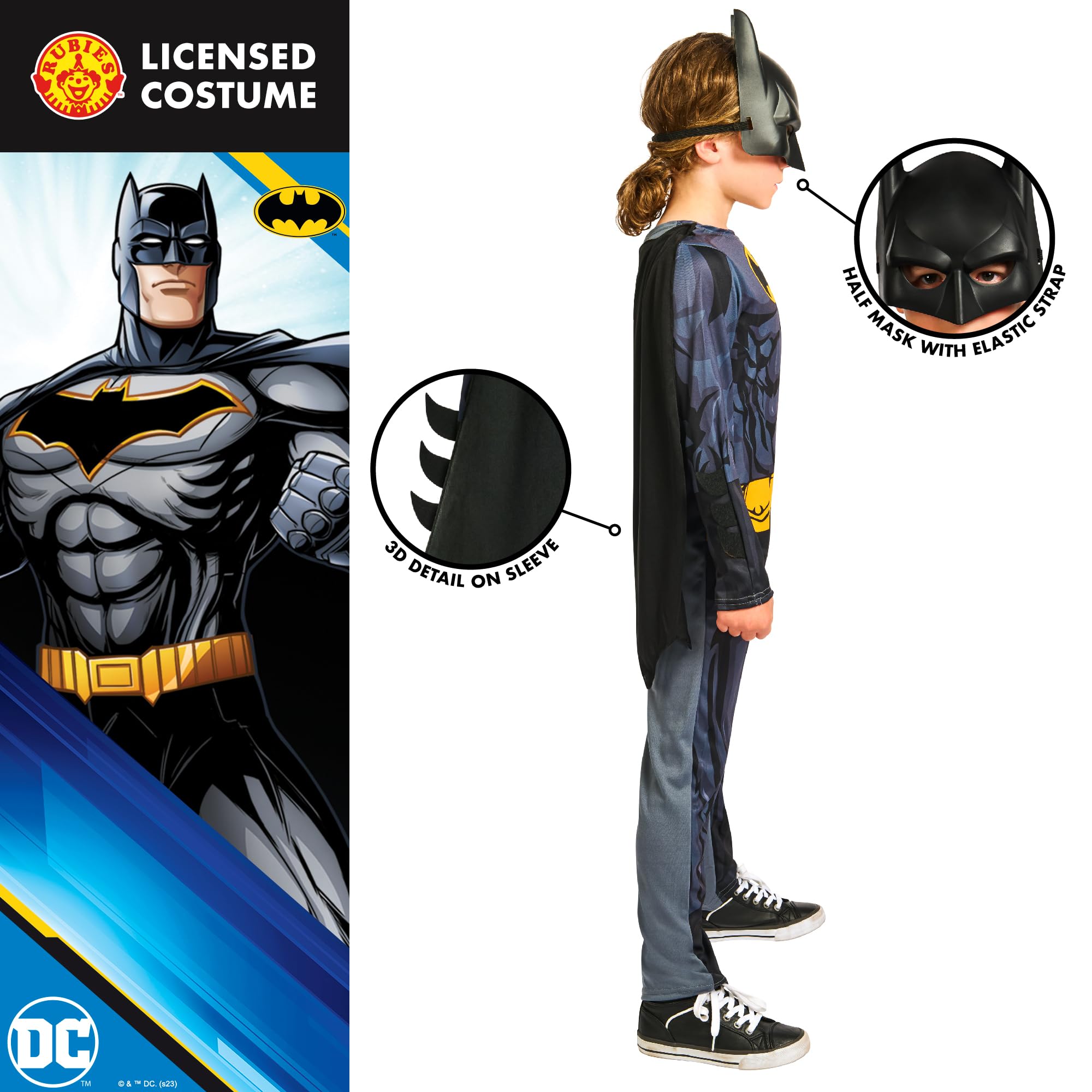 Rubies Batman Costume - Age 3-4 Years | Printed Jumpsuit, Cape & Mask 3