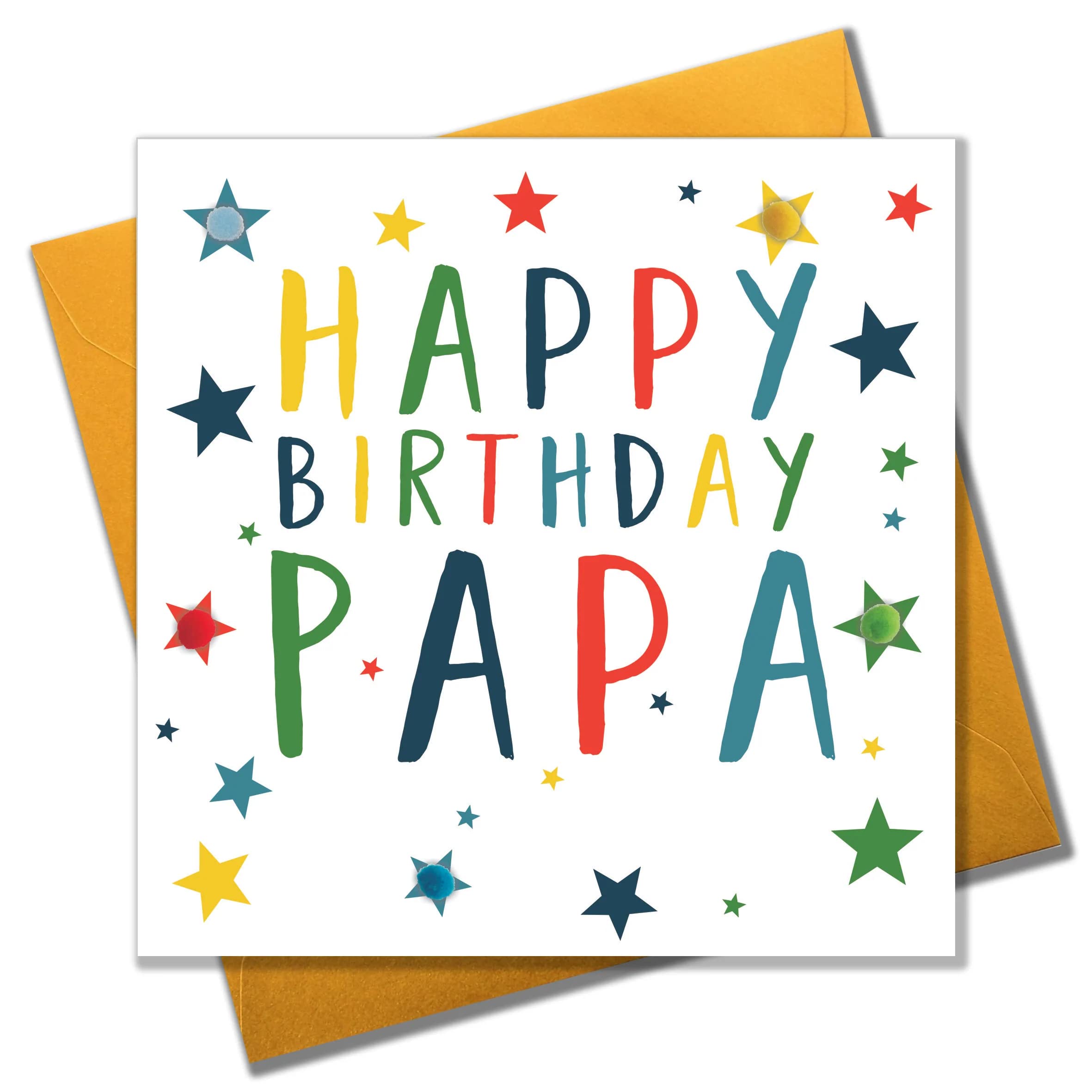 Claire Giles Greeting Cards - Happy Birthday Papa Card with Pompoms | 150x150mm | Pack of 1 1