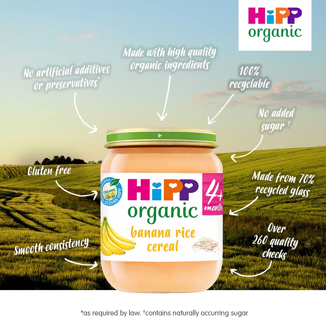 HiPP Organic Banana Rice Cereal Baby Food Jar 6+ Months (6 x 125g)