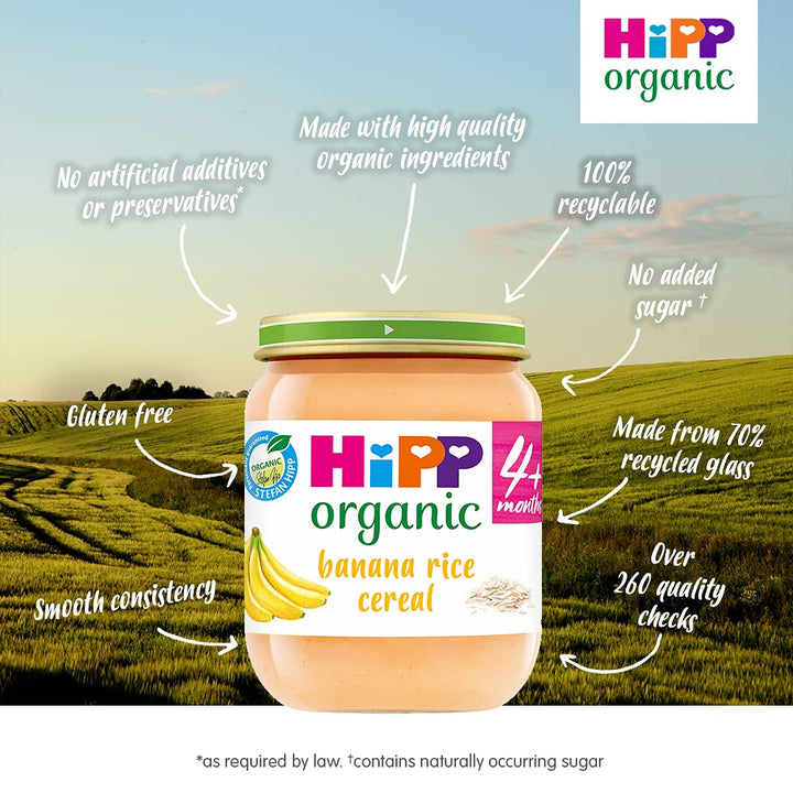 HiPP Organic Banana Rice Cereal Baby Food Jar 6+ Months (6 x 125g)