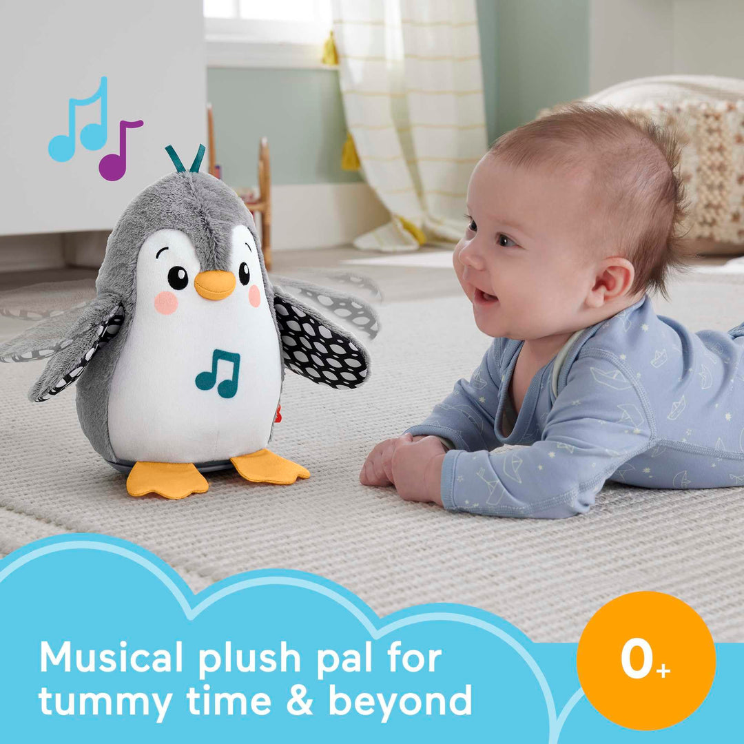 Fisher-Price Flap & Wobble Penguin - Plush Musical Tummy Time Toy for Newborns 0+ Months