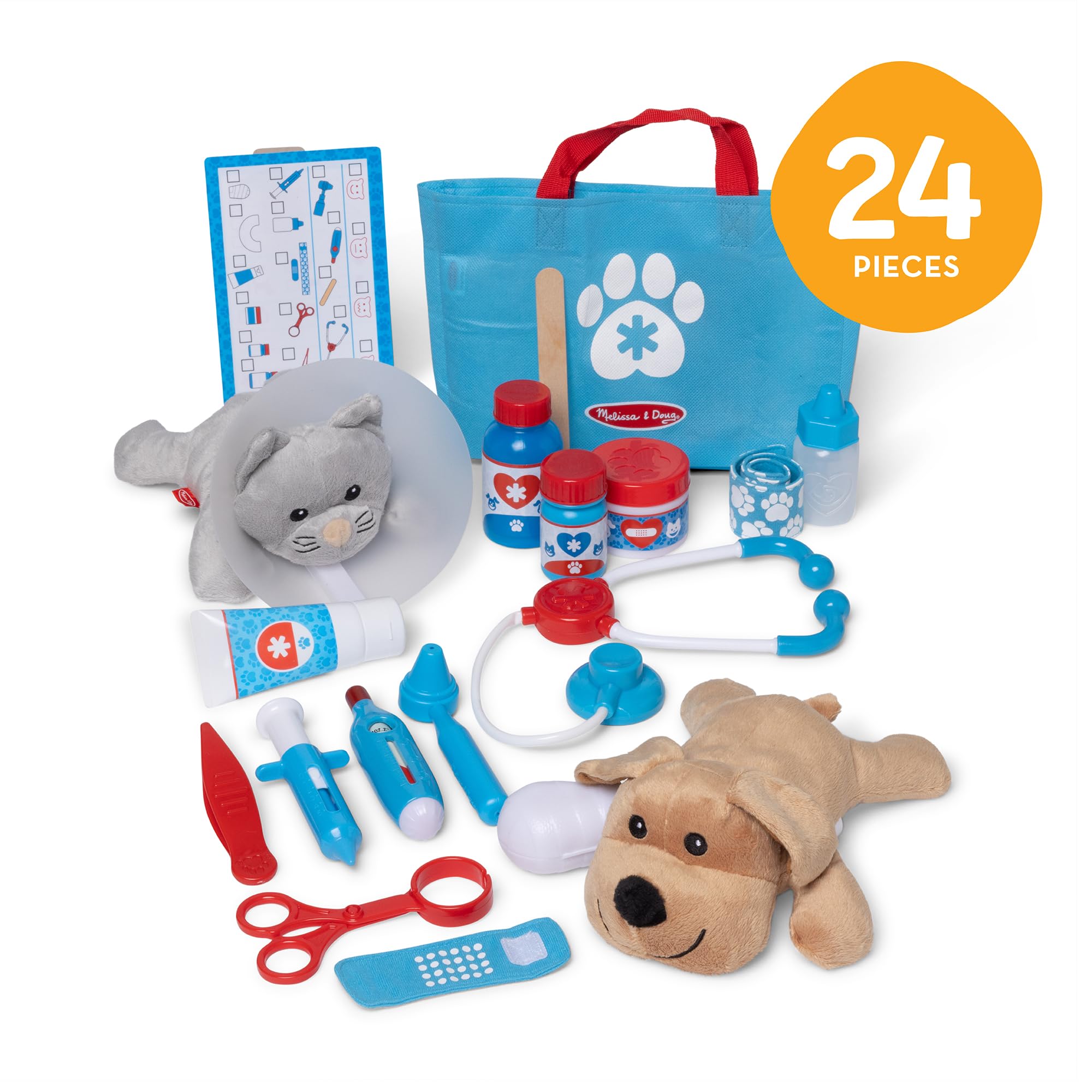 Melissa & Doug Pet Vet Set - Doctor Role Play Toys for Kids Ages 3+ | Includes 24 Tools & Plush Pets 3