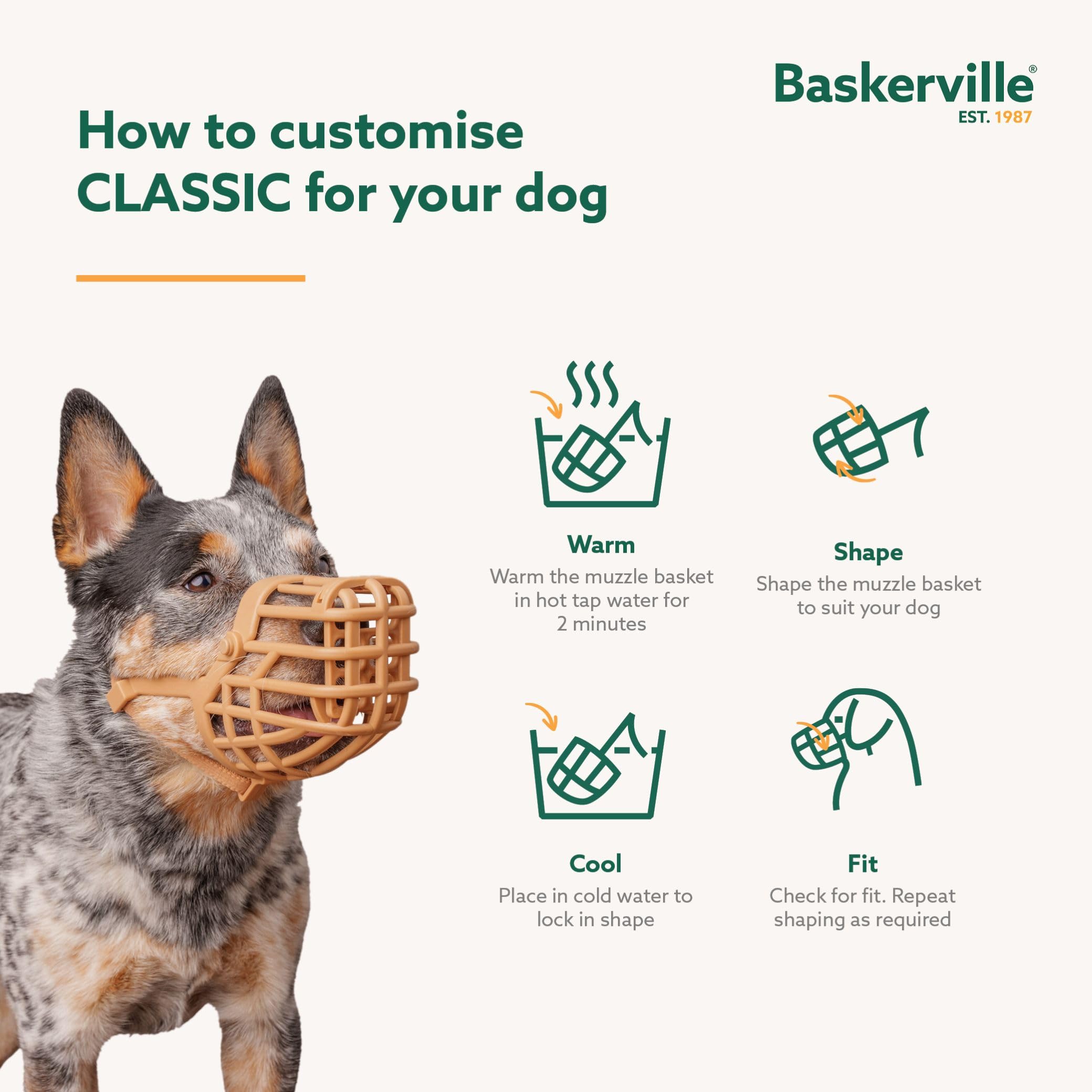 Baskerville Classic Basket Muzzle - Size 4, Prevents Biting & Scavenging | TPE Material 6