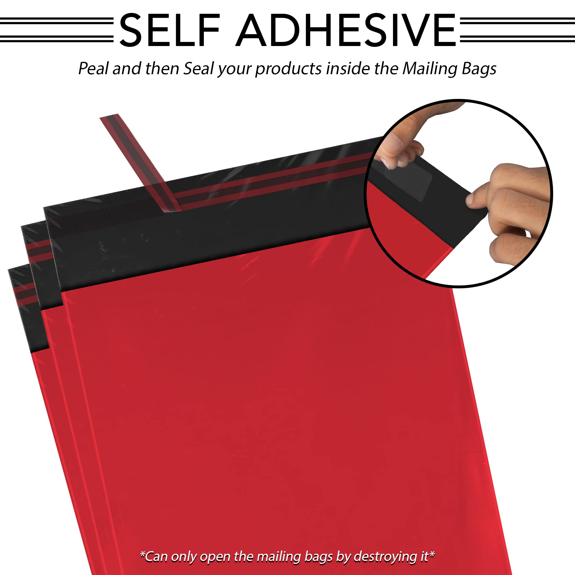 iSOUL Strong Large Mailing Postal Bags - 100 Pack, 6 x 9 Inch, Red, Water Resistant