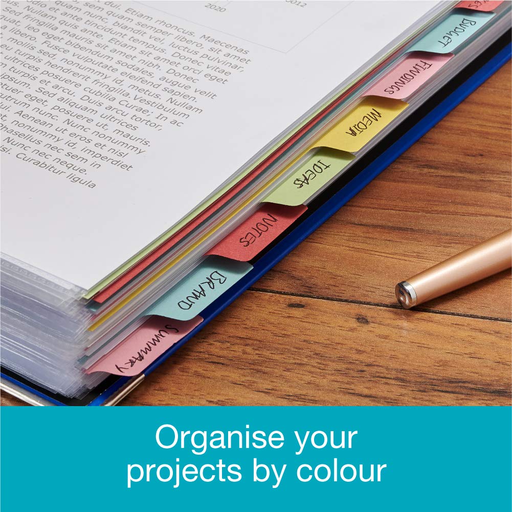 Elba A4+ Extra Wide File Dividers - 10 Sets Assorted Colours | Durable Cardstock 7