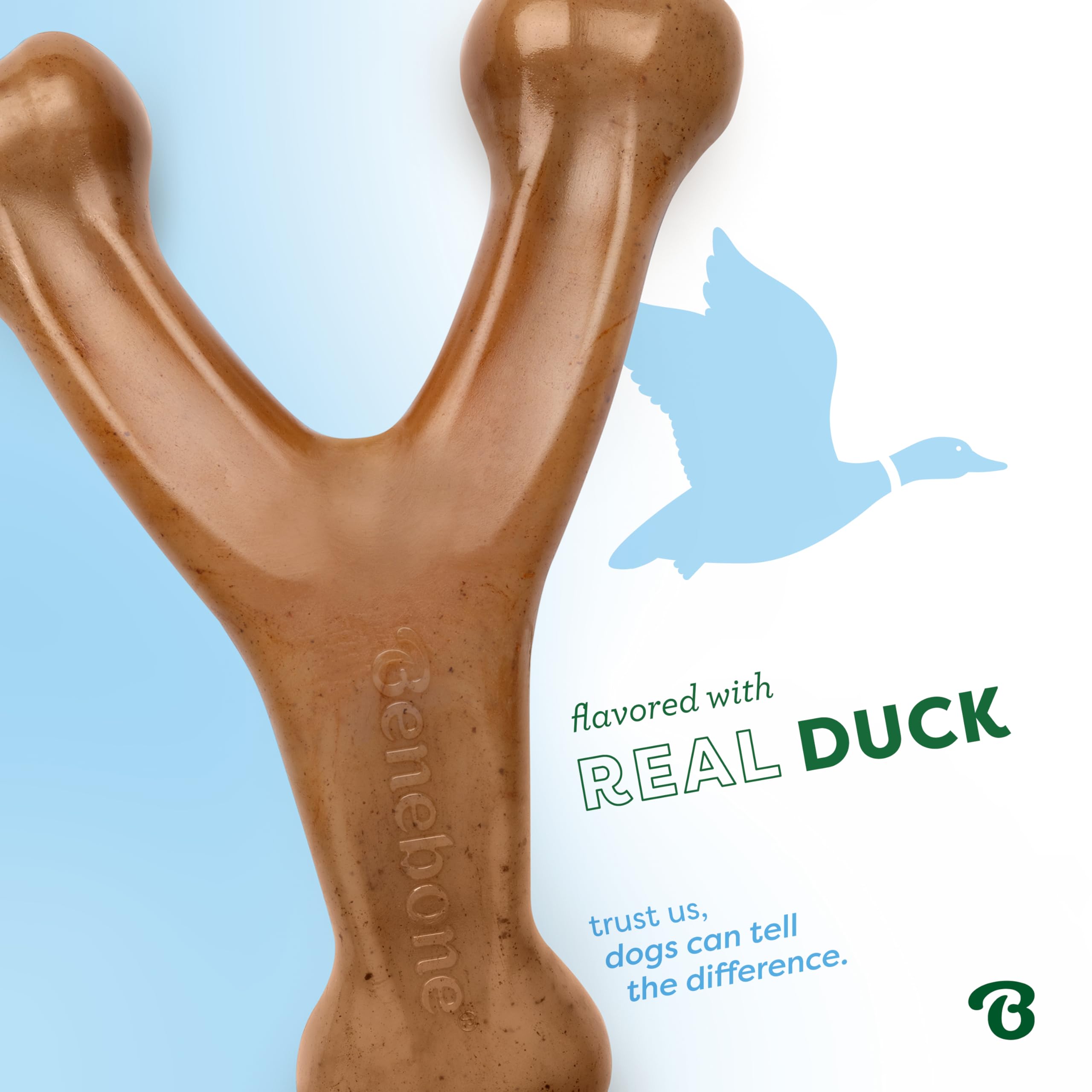 Benebone Wishbone Durable Chew Toy - Limited Edition Duck Flavor | Medium Size | Made in USA 3