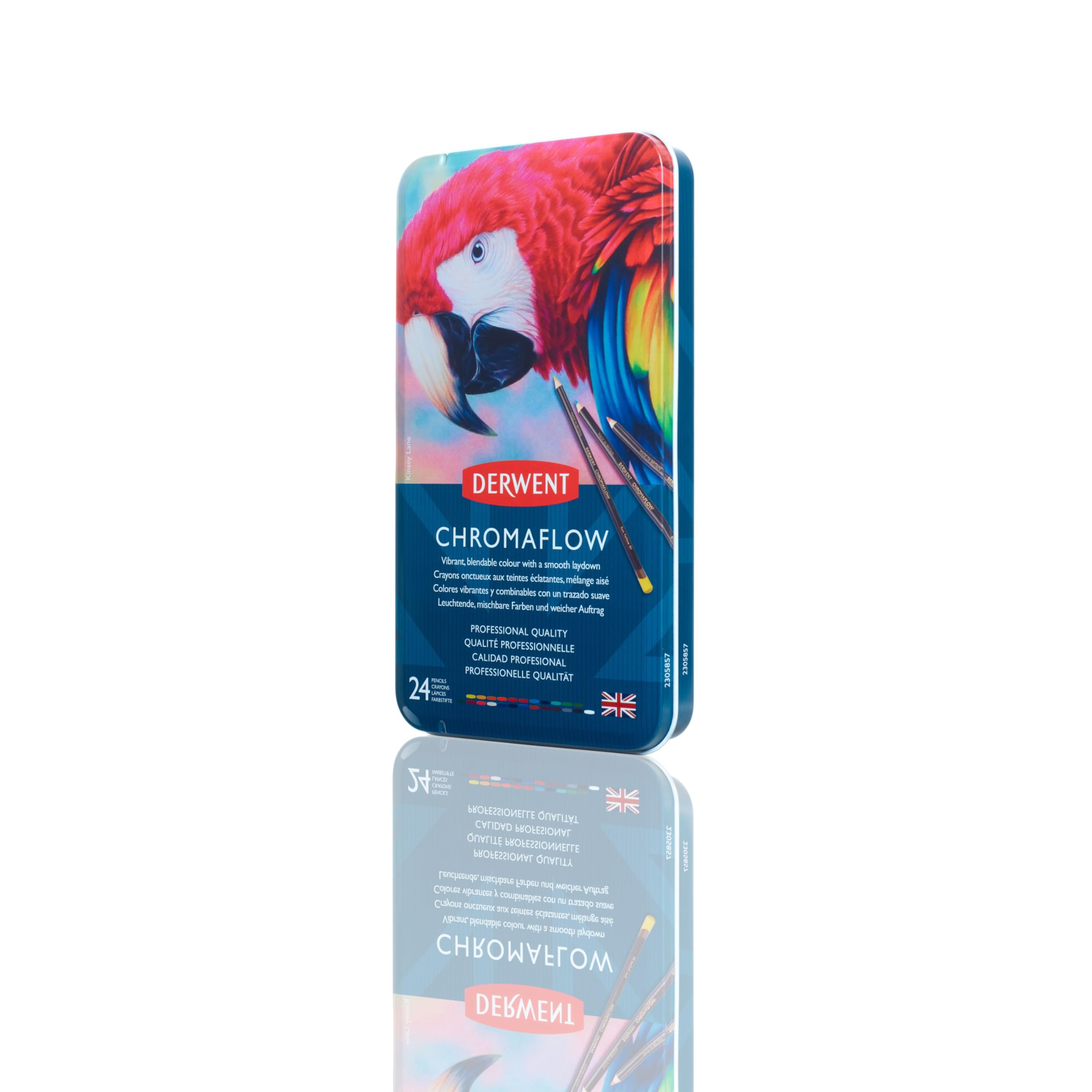Derwent Chromaflow Coloured Pencils - Set of 24 in Tin | 3.5mm Core | Blendable