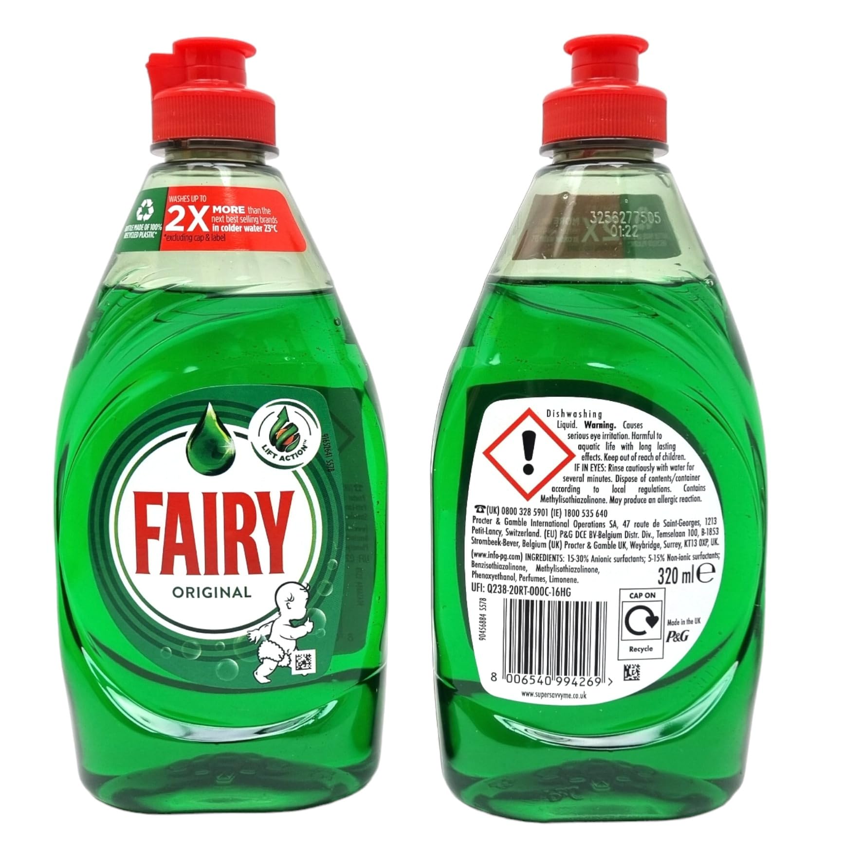 Fairy - Dish Washing Cleaning Set with 2x 433ml Liquid & 3x Easy Grip Sponges 2