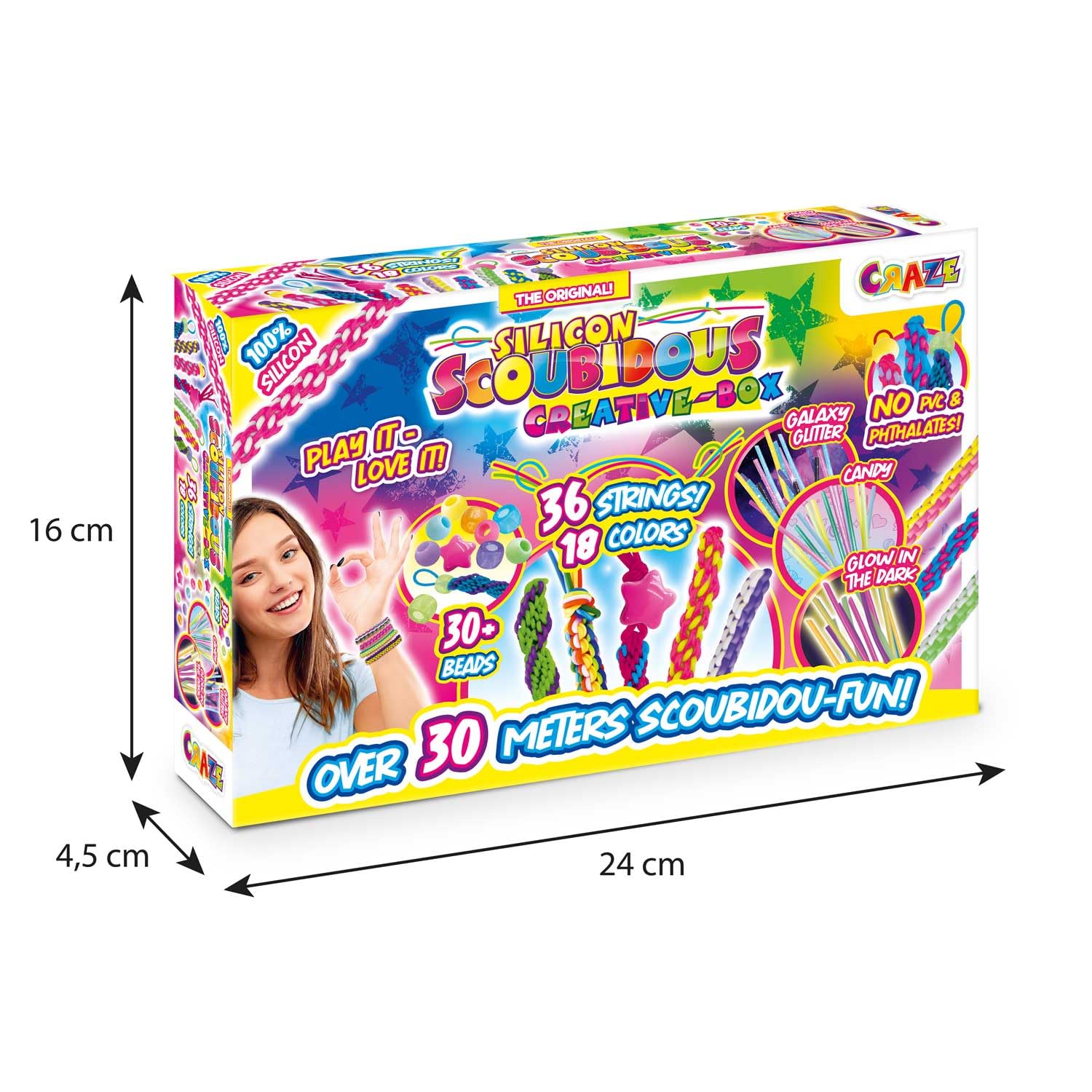 CRAZE Scoubidou Creative Box - 36 Silicone Strings, 30+ Charms & Beads, Ages 8+ 6