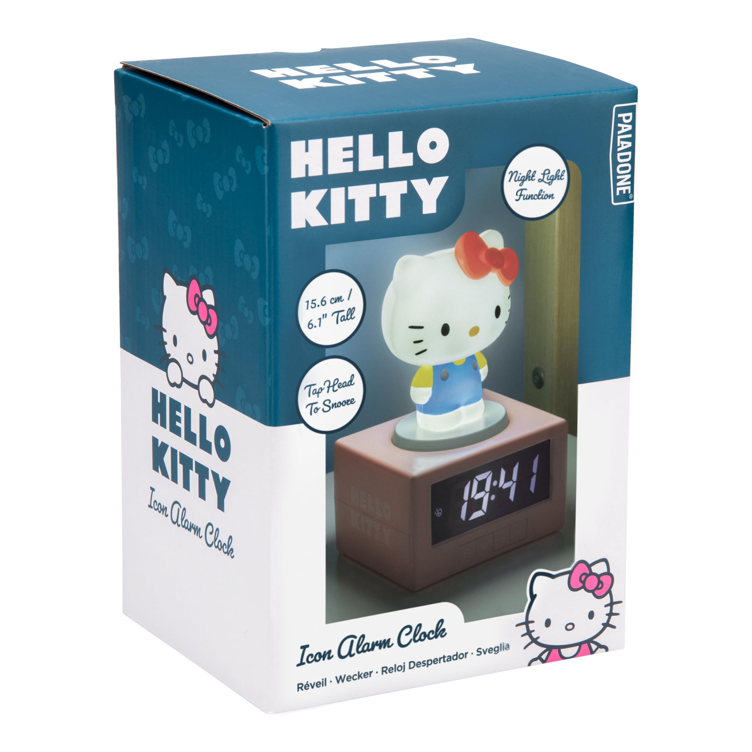 Paladone Hello Kitty Digital Alarm Clock with Night Light & Music | Battery Powered | Pink 5