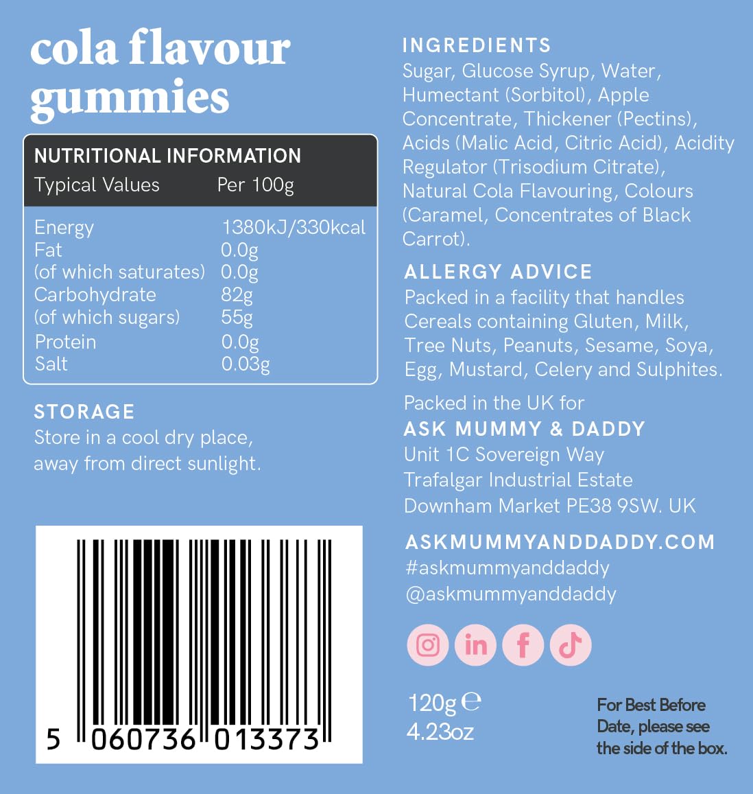 Ask Mummy & Daddy Fizzy Cola Sweets Gift Box - 120g