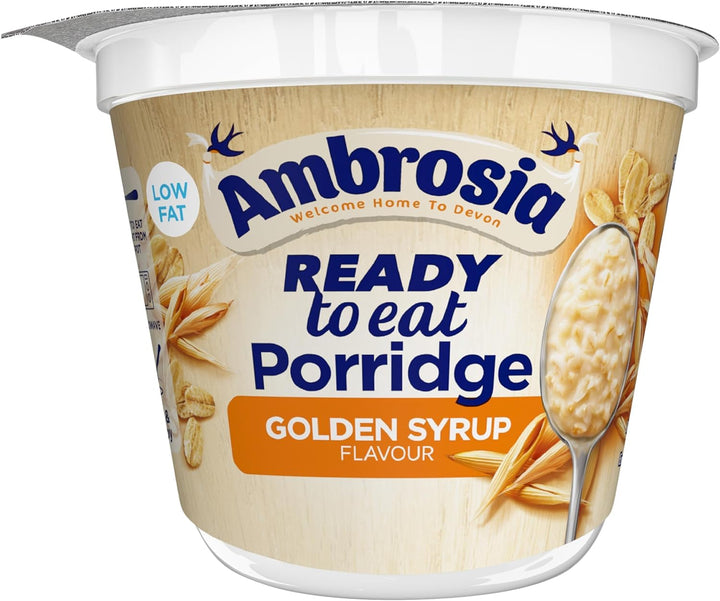 Ambrosia - Golden Syrup Flavour Low Fat Porridge Pots with British Wholegrain Oats, 210g (Pack of 6)