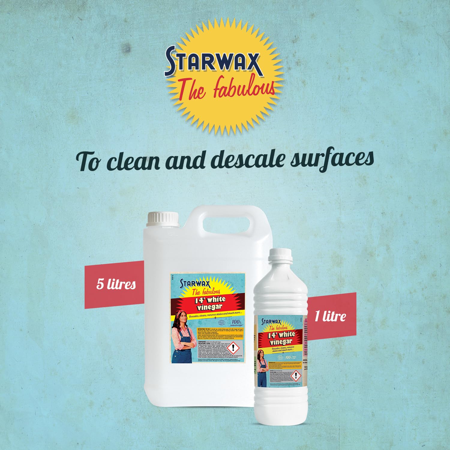 STARWAX THE FABULOUS 14° White Vinegar - Descaler, Degreaser, Stain Remover | 1L Liquid 5
