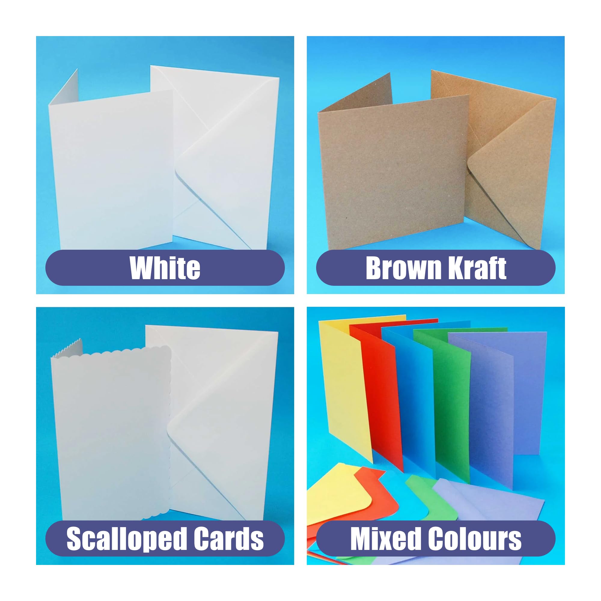 Craft UK White Cards & Envelopes - 50 Pack | 6 x 6 Size | Pre-scored 7