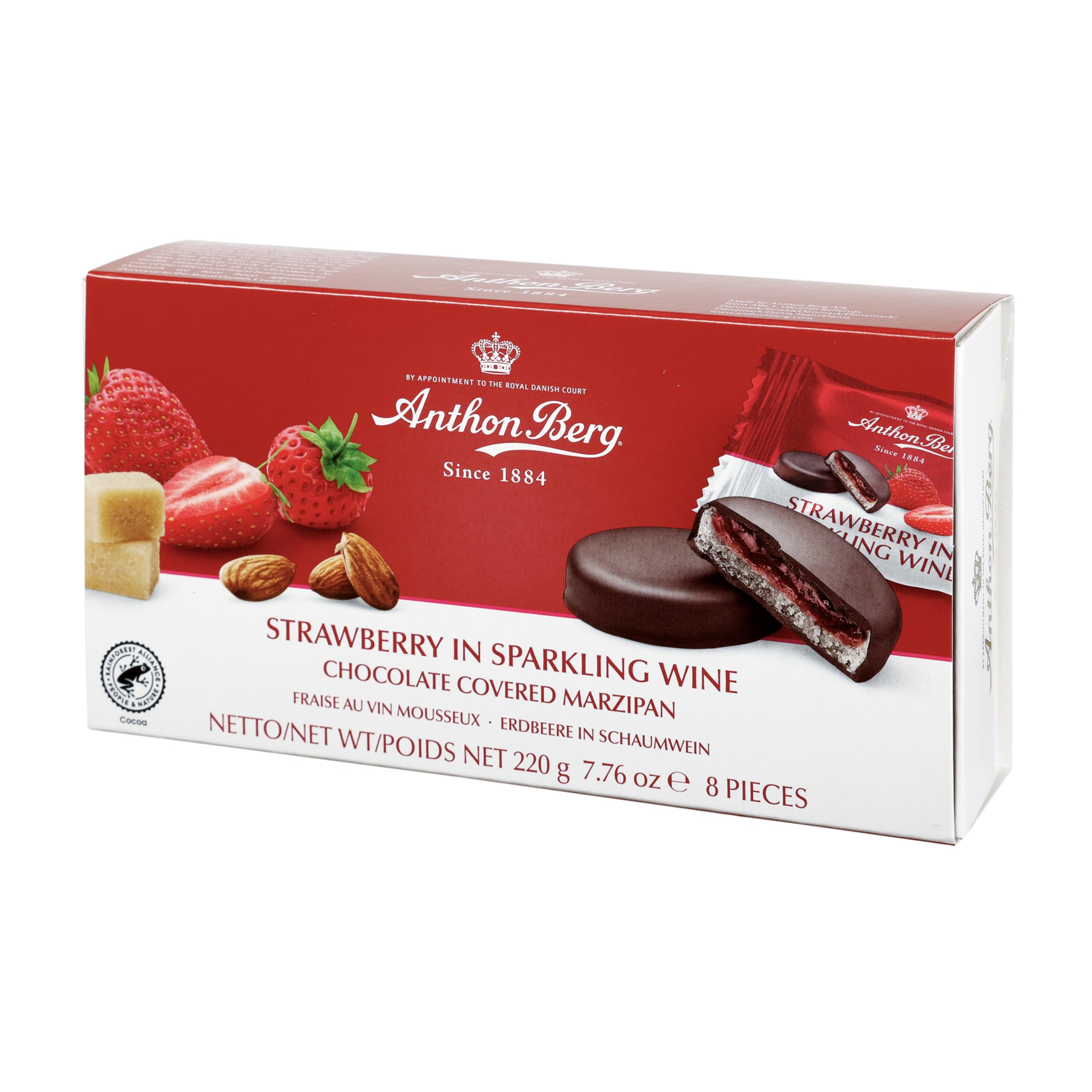 Anthon Berg Dark Chocolate Covered Marzipan Treats - Strawberry in Champagne 220g 1