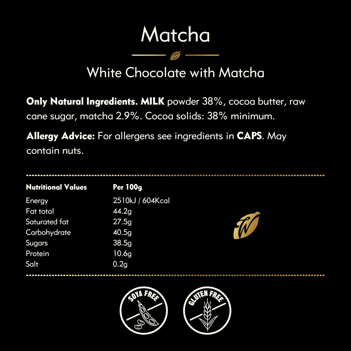 Willie's Cacao Matcha White Chocolate Bar - Ceremonial Grade Matcha, 50g