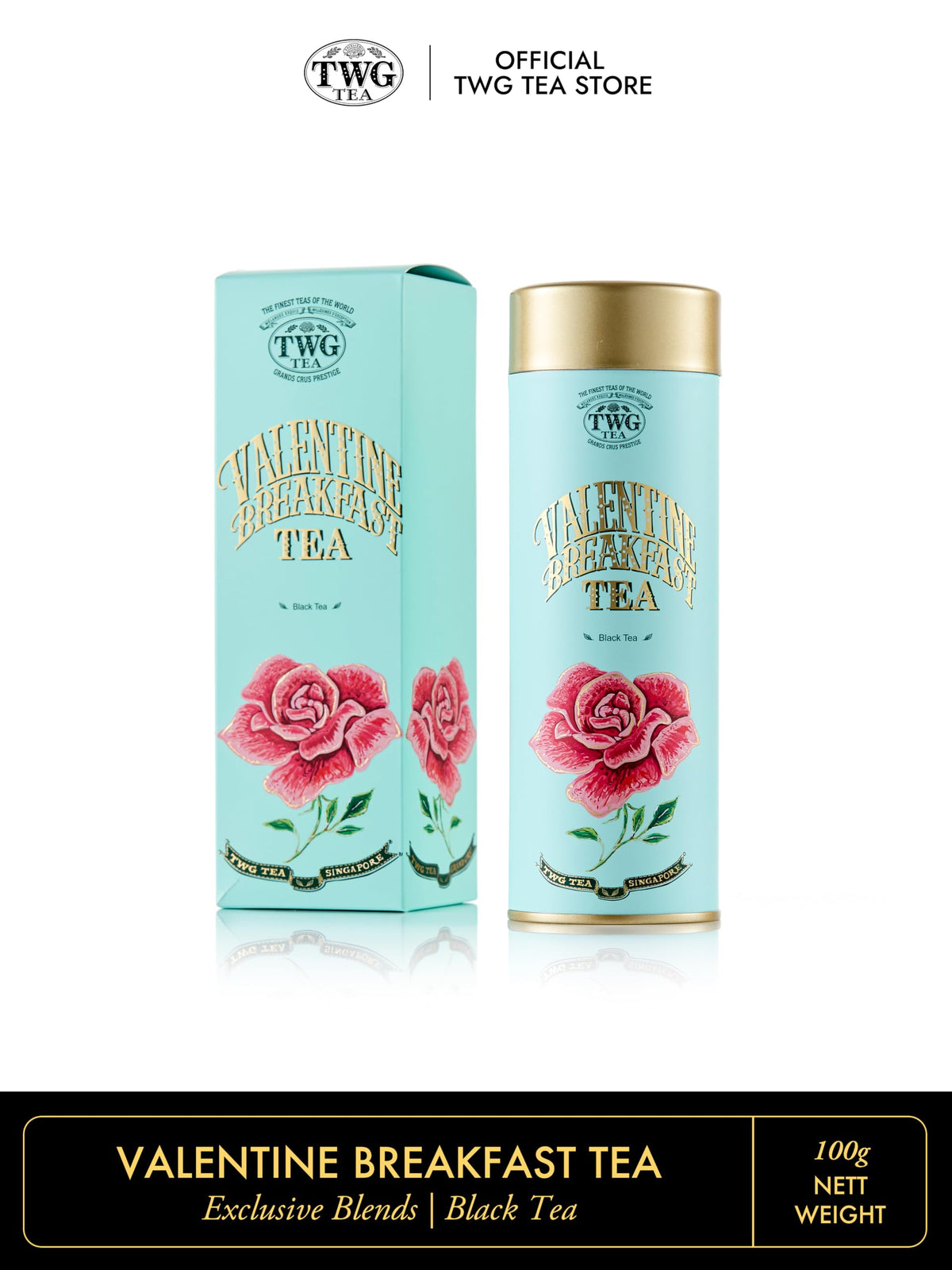 TWG Valentine Breakfast Tea - Loose Leaf Black Tea with Sugar Pearls, 100 g