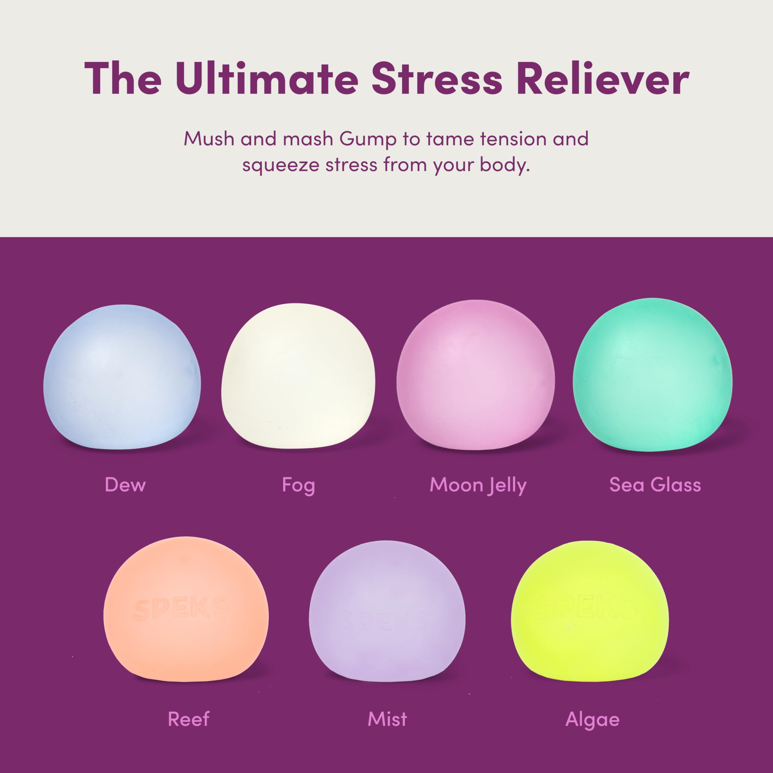 Speks Gump Stress Ball - Silky Soft Memory Gel Squishy Fidget Toy for Adults & Teens 14+ | Mist Color 6