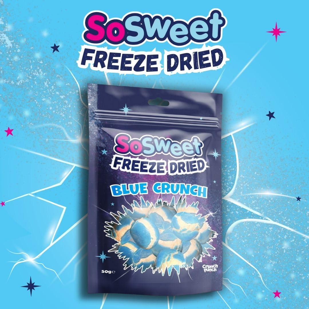 SoSweet Freeze Dried Sweets - Blue Crunch | Intense Fruity Flavour | Crispy Texture | 50g Bag 2