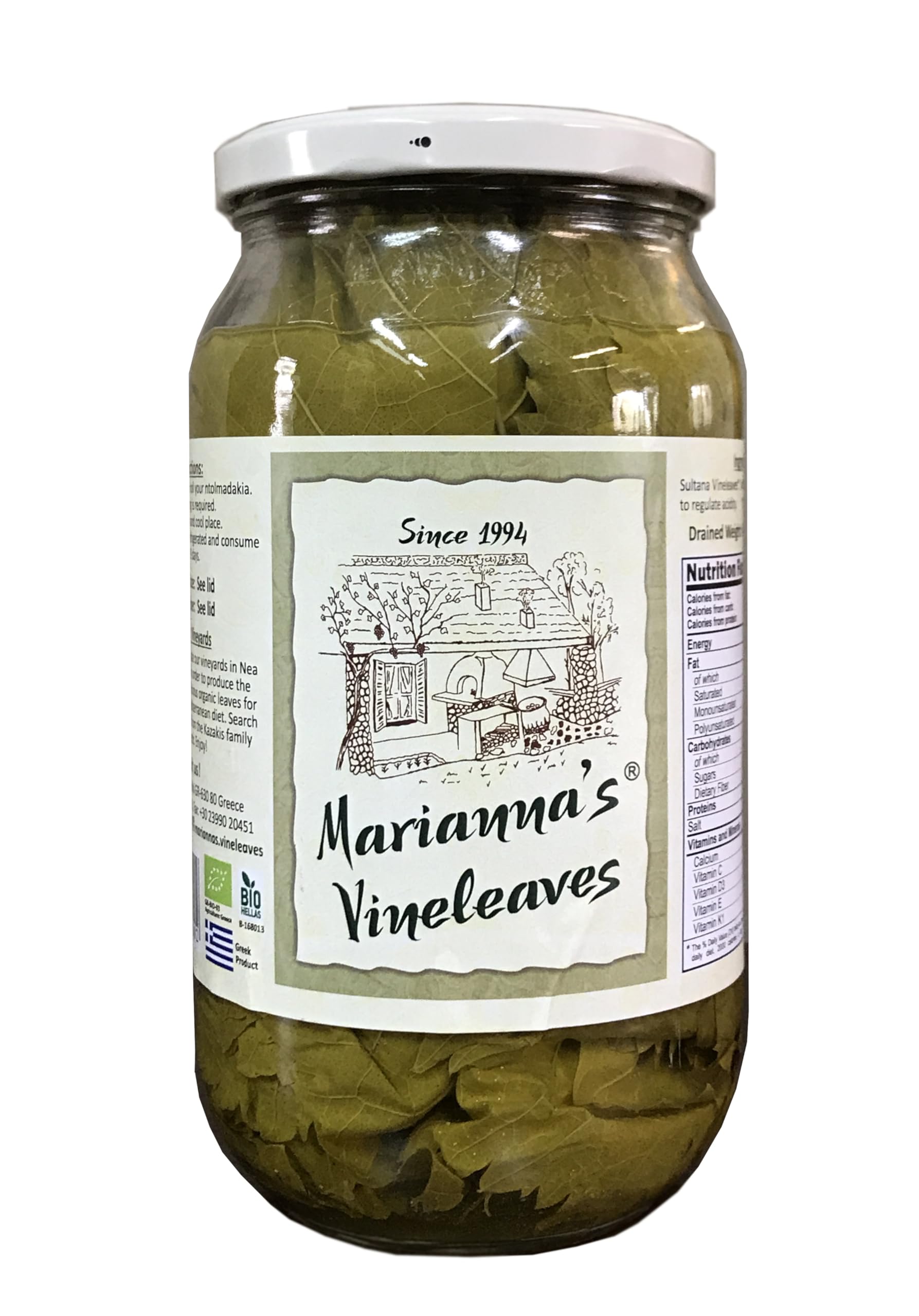 Marianna's Greek Organic Vine Leaves - 400g Jar (Approx. 120 Leaves) | Vegan | Certified Organic 1