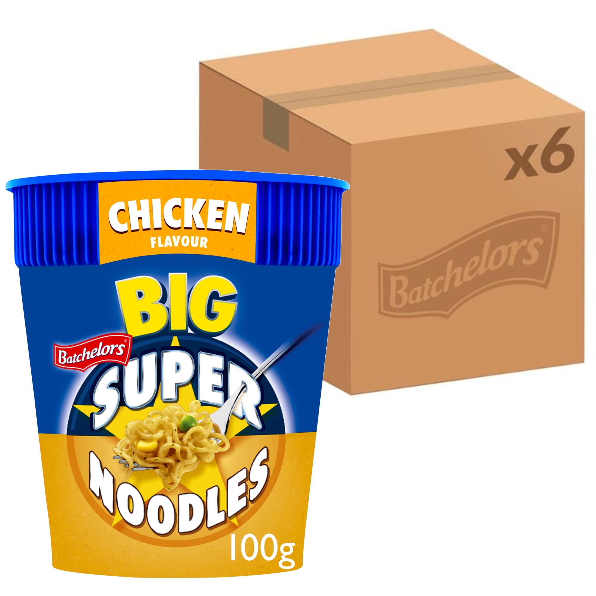 Batchelors Big Super Noodles Chicken Flavour Instant Snack Pot, 100 g (Pack of 6) 1