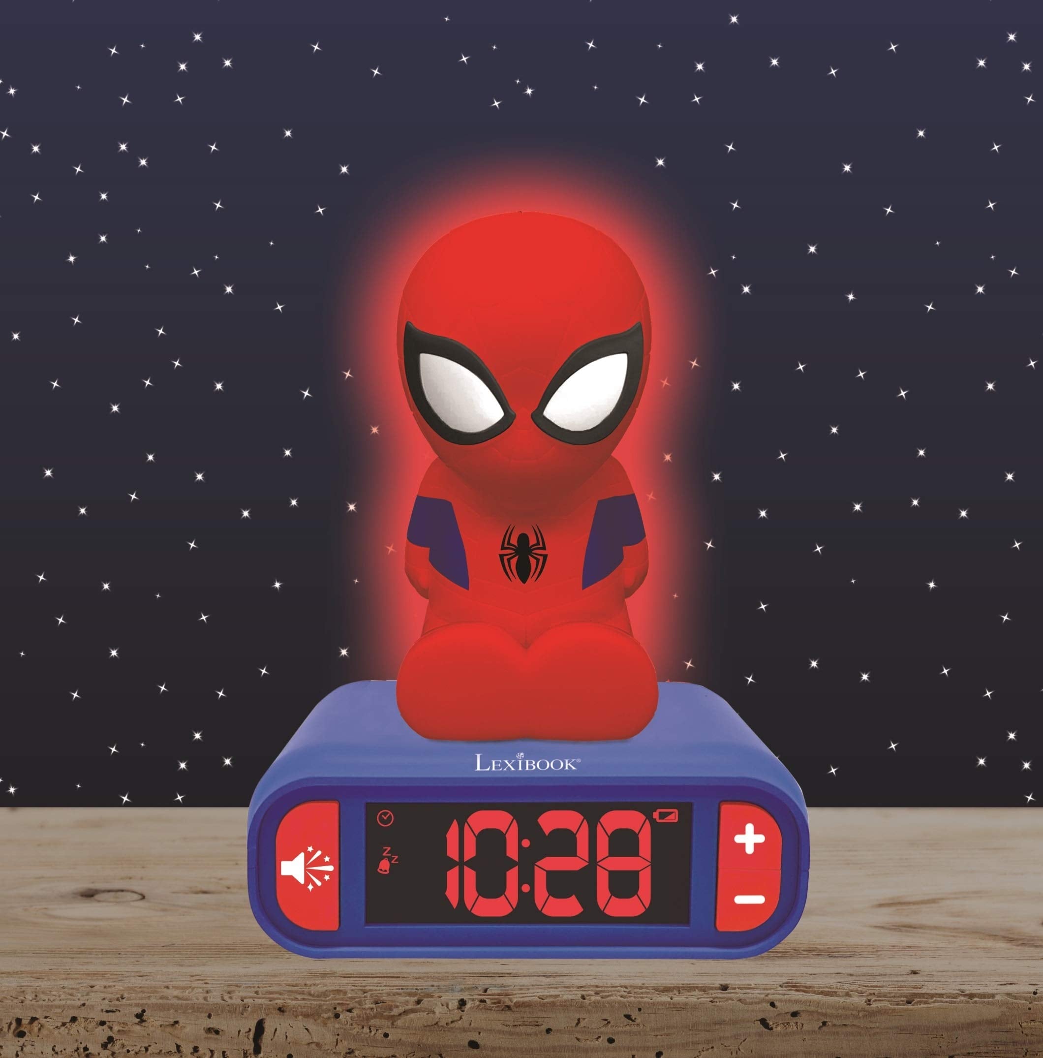 LEXIBOOK Spider-Man Digital Alarm Clock with Light-Up Feature and Sound Effects - Blue 2