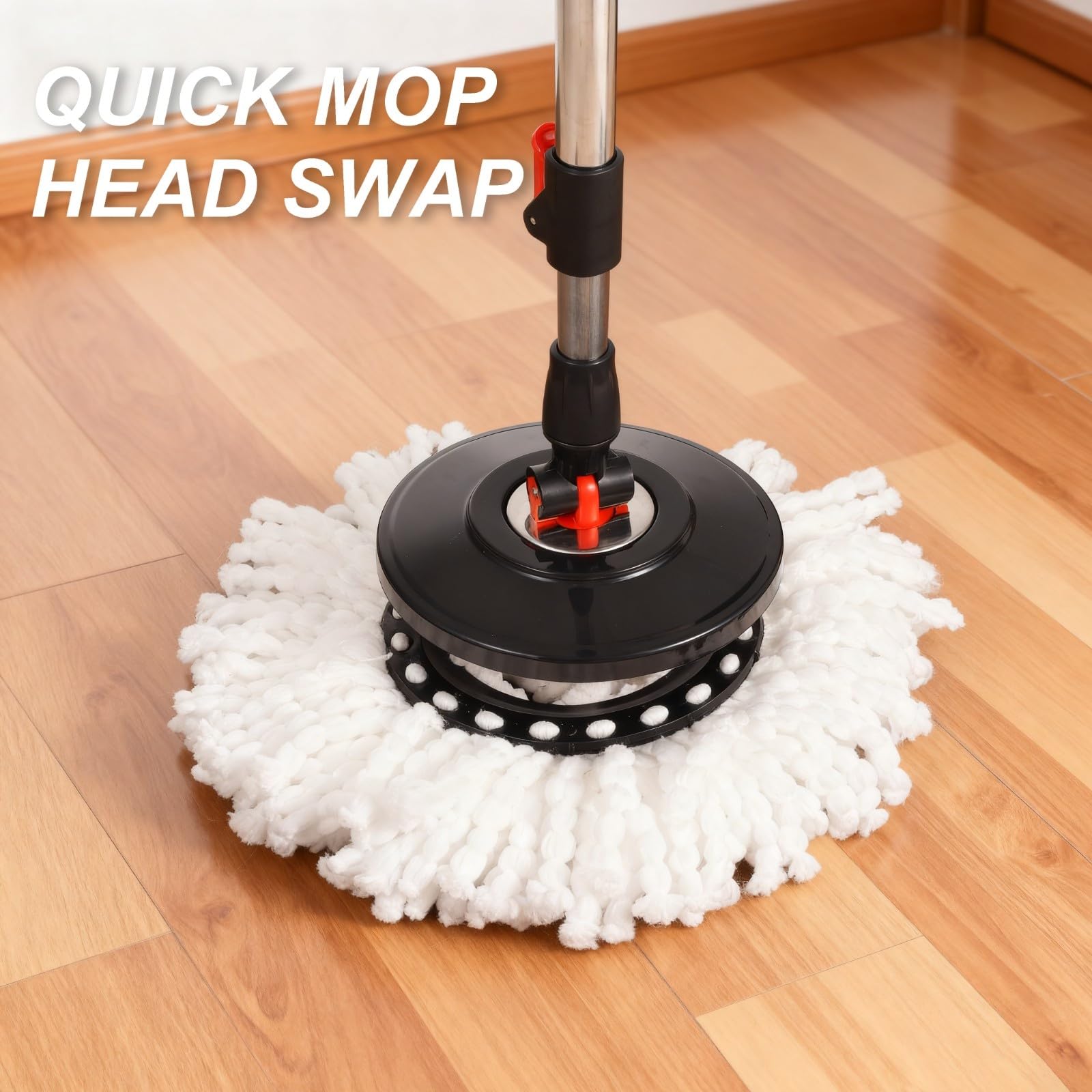 Requisite Needs Smart Spin Mop and Bucket Set – 360° Rotatable Microfiber Mop with Adjustable Stainless Steel Handle – Black 12