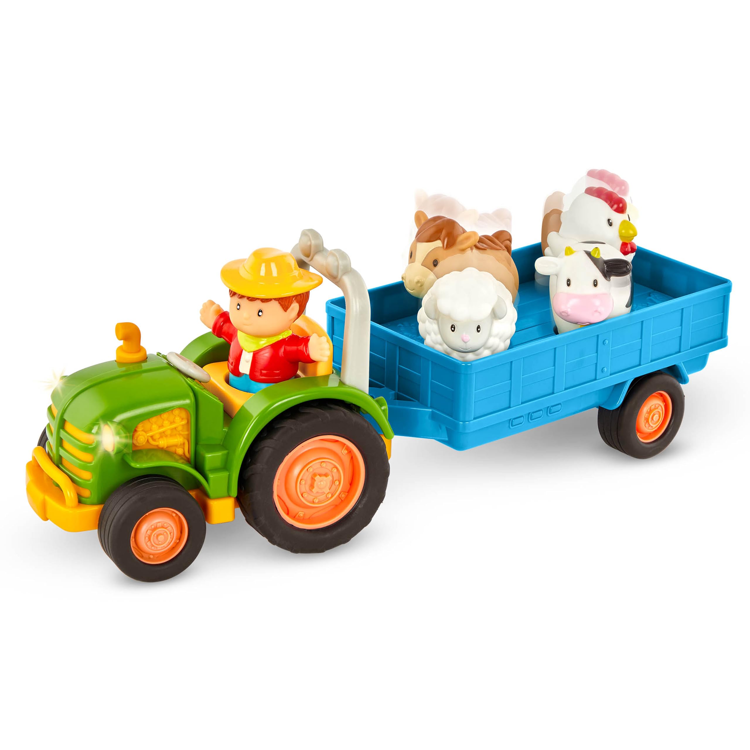 Battat Lights & Sounds Toy Tractor Playset - 7-Piece Farm Animal Set for Toddlers 18 Months+ 1