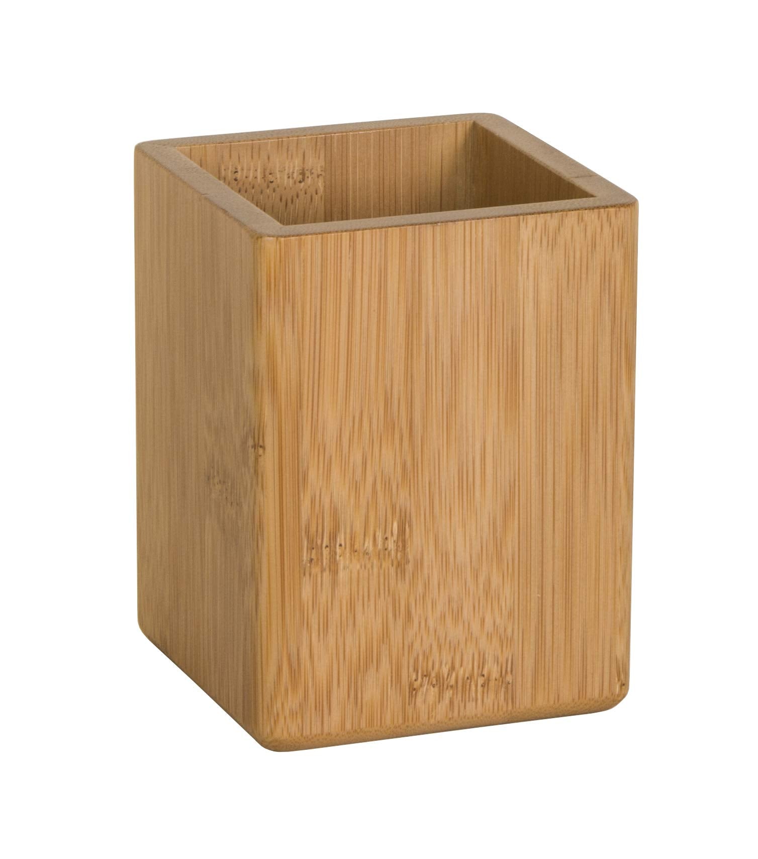 Osco MOSO Bamboo Square Pen Pot - Durable Eco-friendly Desk Organiser | H 10.2cm