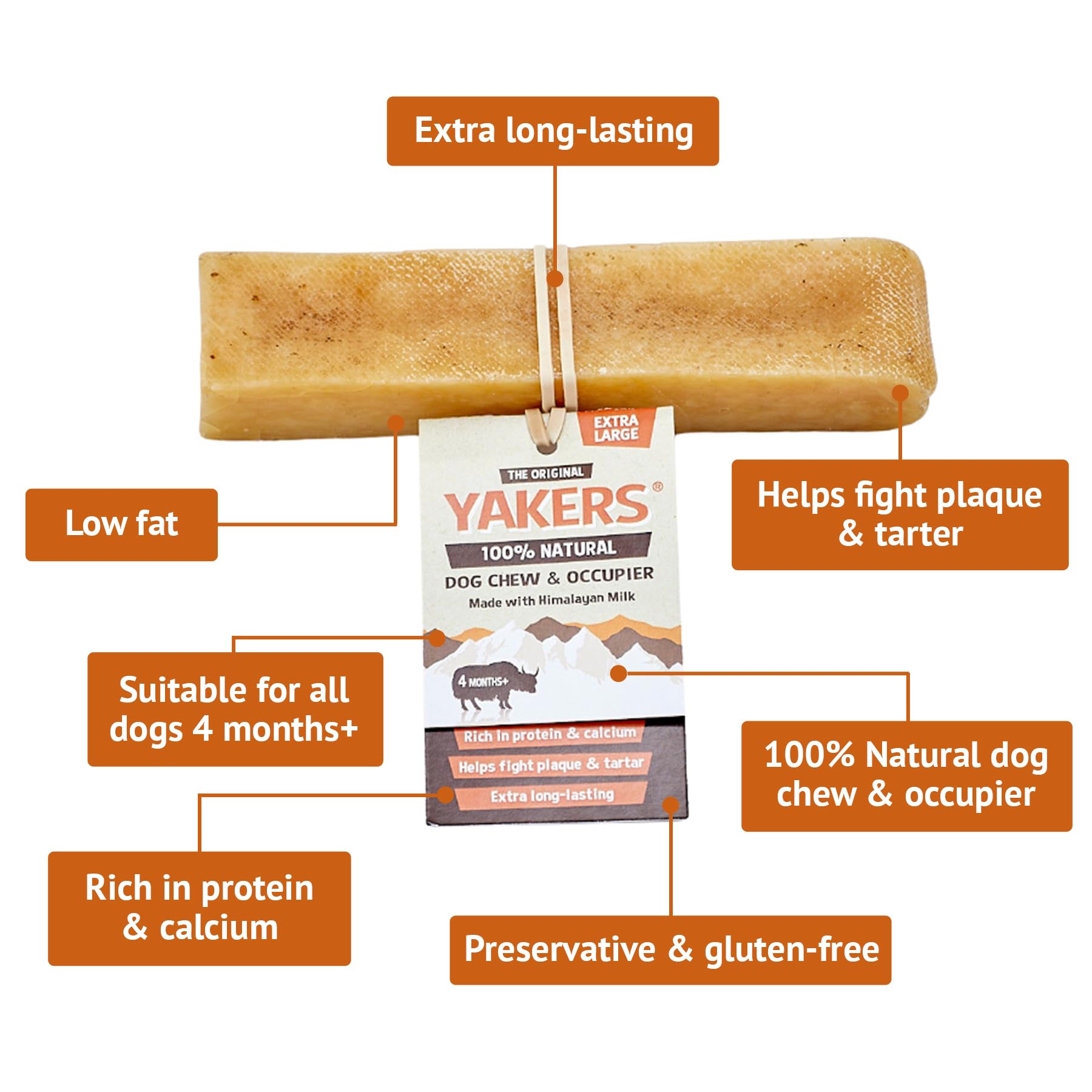 Yakers Peanut Butter & Banana Dog Chew for Adult Dogs | 140g Stick