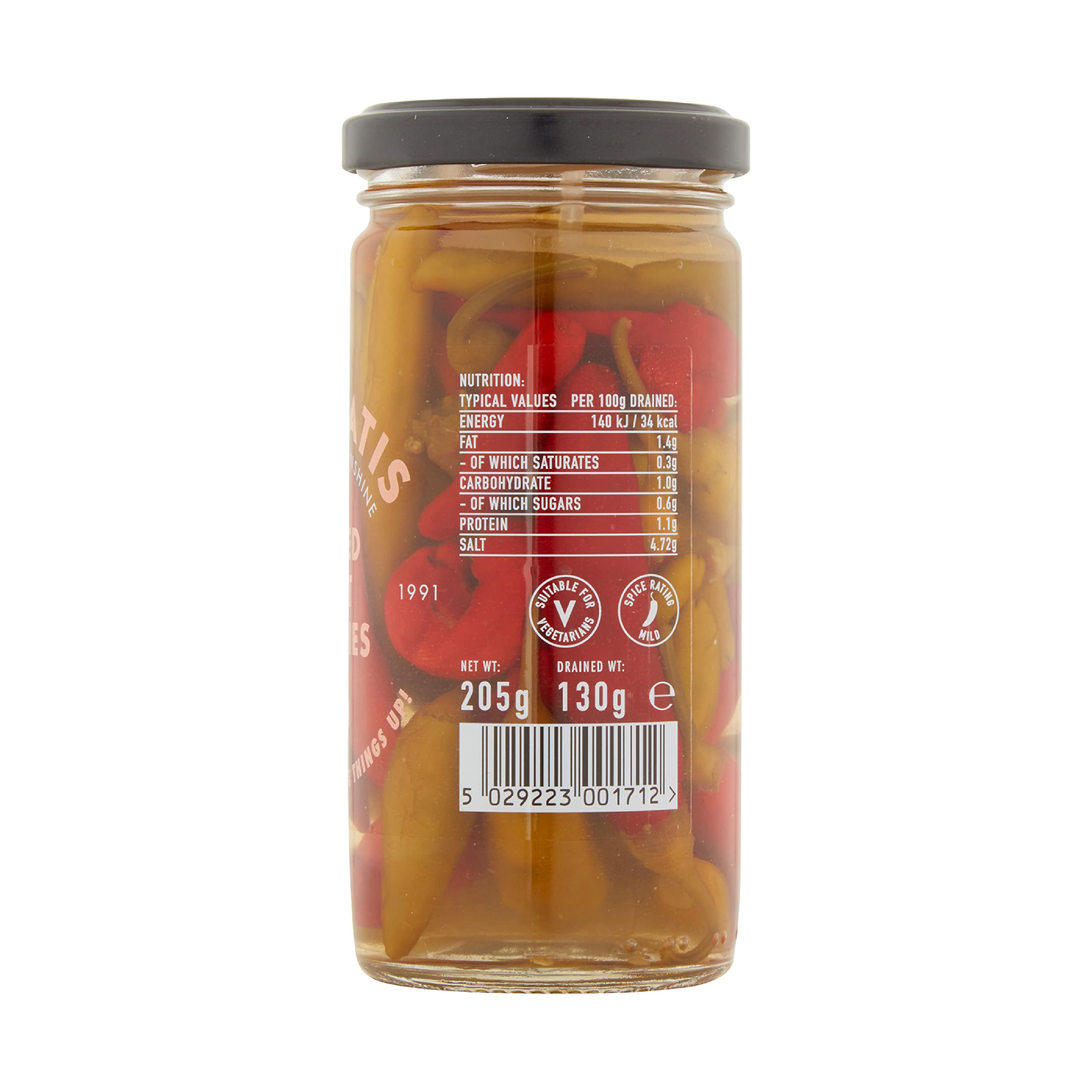 Karyatis Mixed Hot Chillies in Brine - Whole Red & Green Peppers | 205g Glass Jar