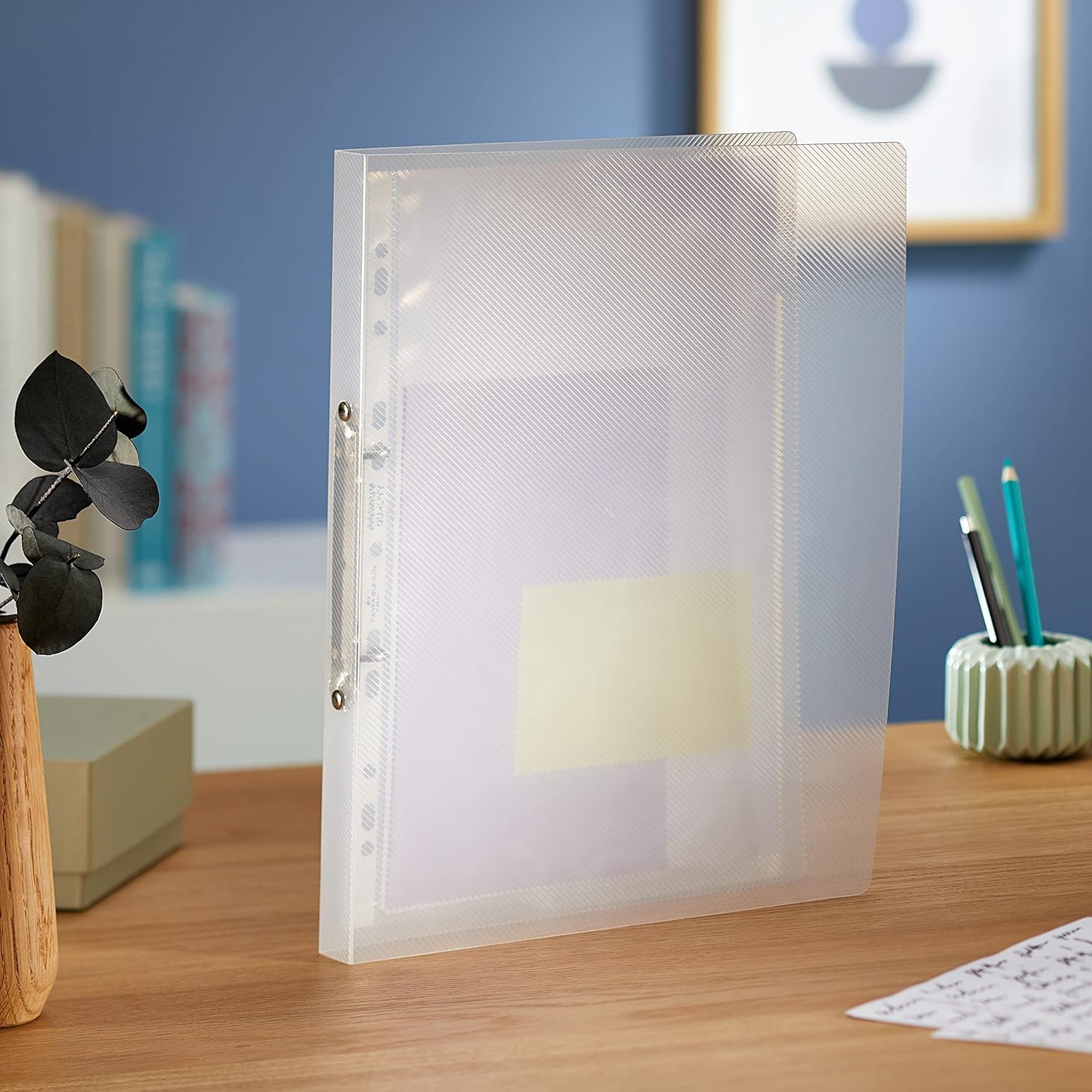 Europel HF2 A4 16mm 2 Ring Padfolio Binder - Transparent Cover, White Spine | Holds 80 Sheets 2