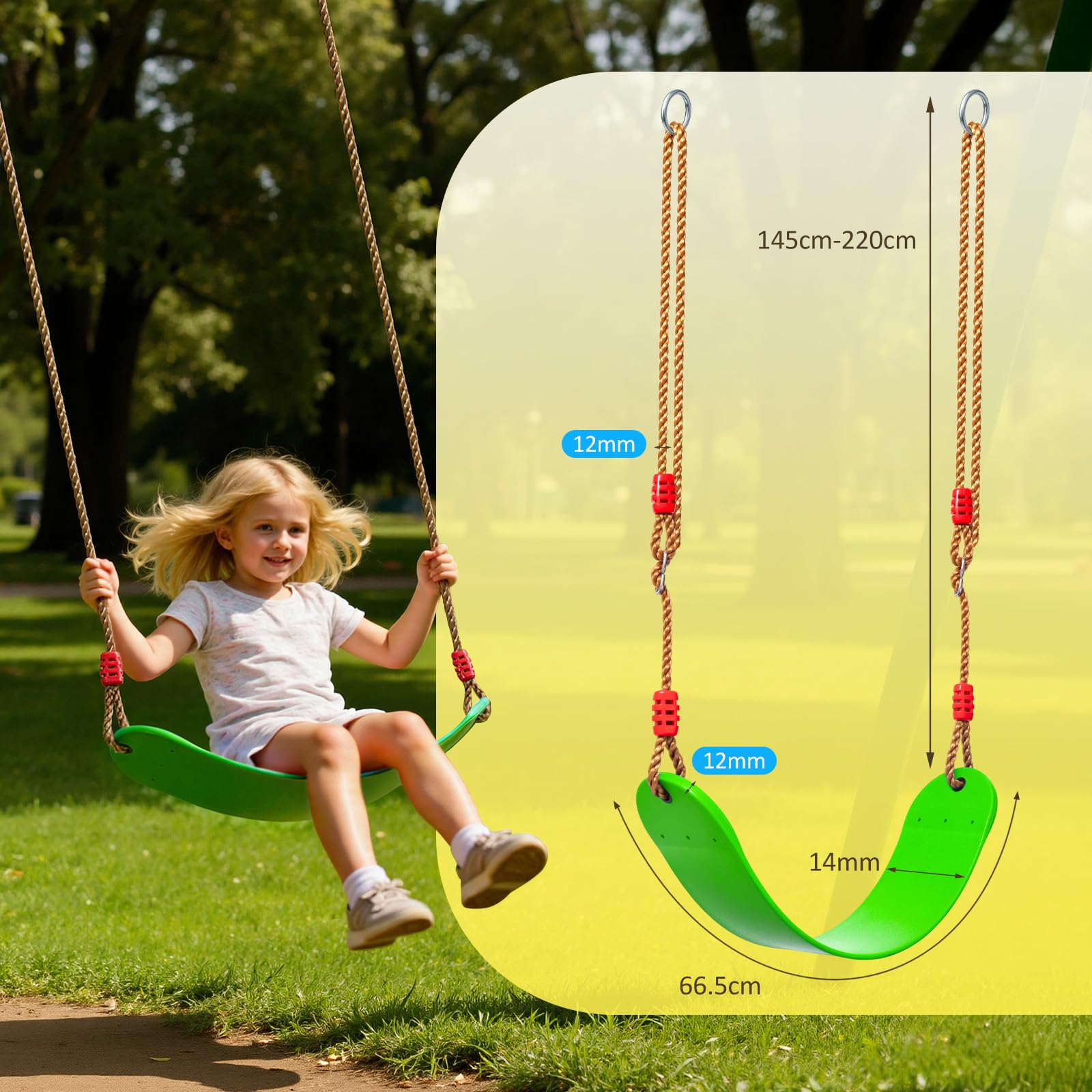 EXTSUD Outdoor Swing Seat - EVA Soft Rocking Chair | 150kg Load Capacity | Adjustable Ropes (145-220cm) 4
